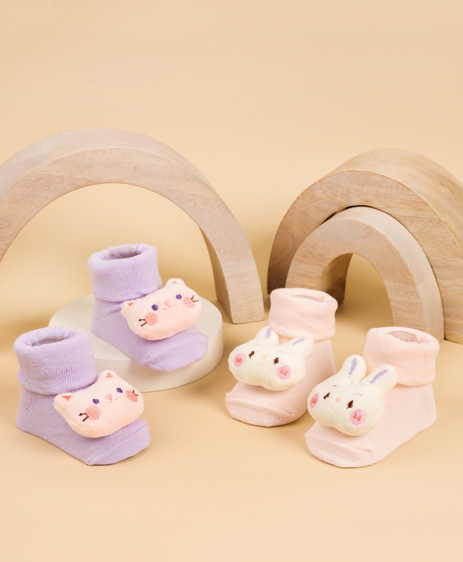 Kicks & Crawl Pack Of 2Chubby Bunny Socks - Pink & Purple-image-37