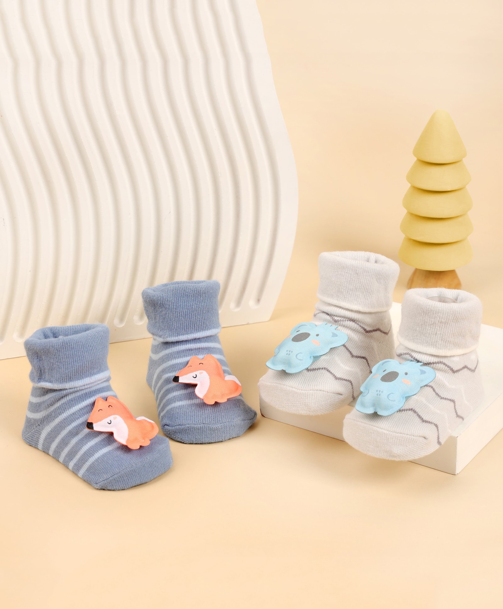 Kicks & Crawl Pack Of 2 Koala Cuddles Socks - Blue & Grey-image-13