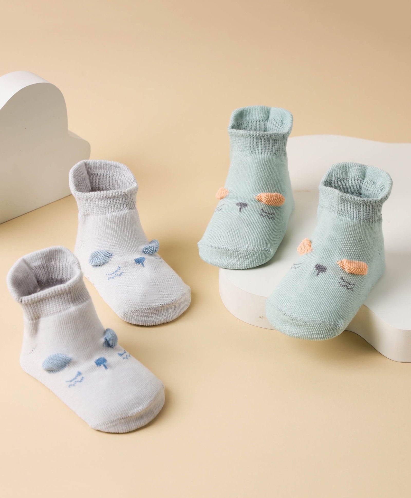 Kicks & Crawl Pack Of 2 Little Mouse Flat Socks - Grey-picture-24