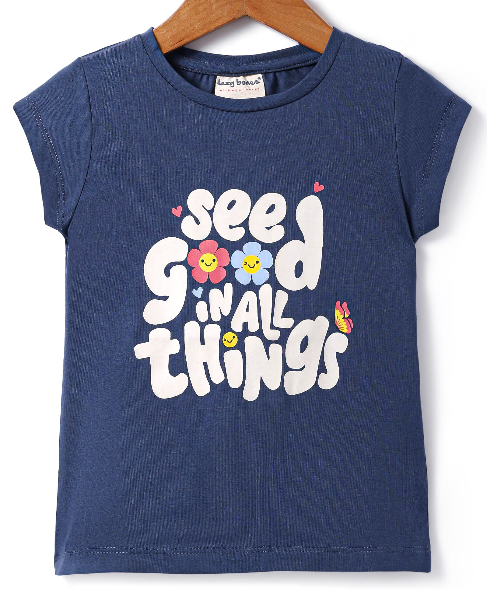 Lazy Bones Sinker Knit Half Sleeves Collar T-Shirt with Sea Life & Text Print - Teal Blue-picture-38