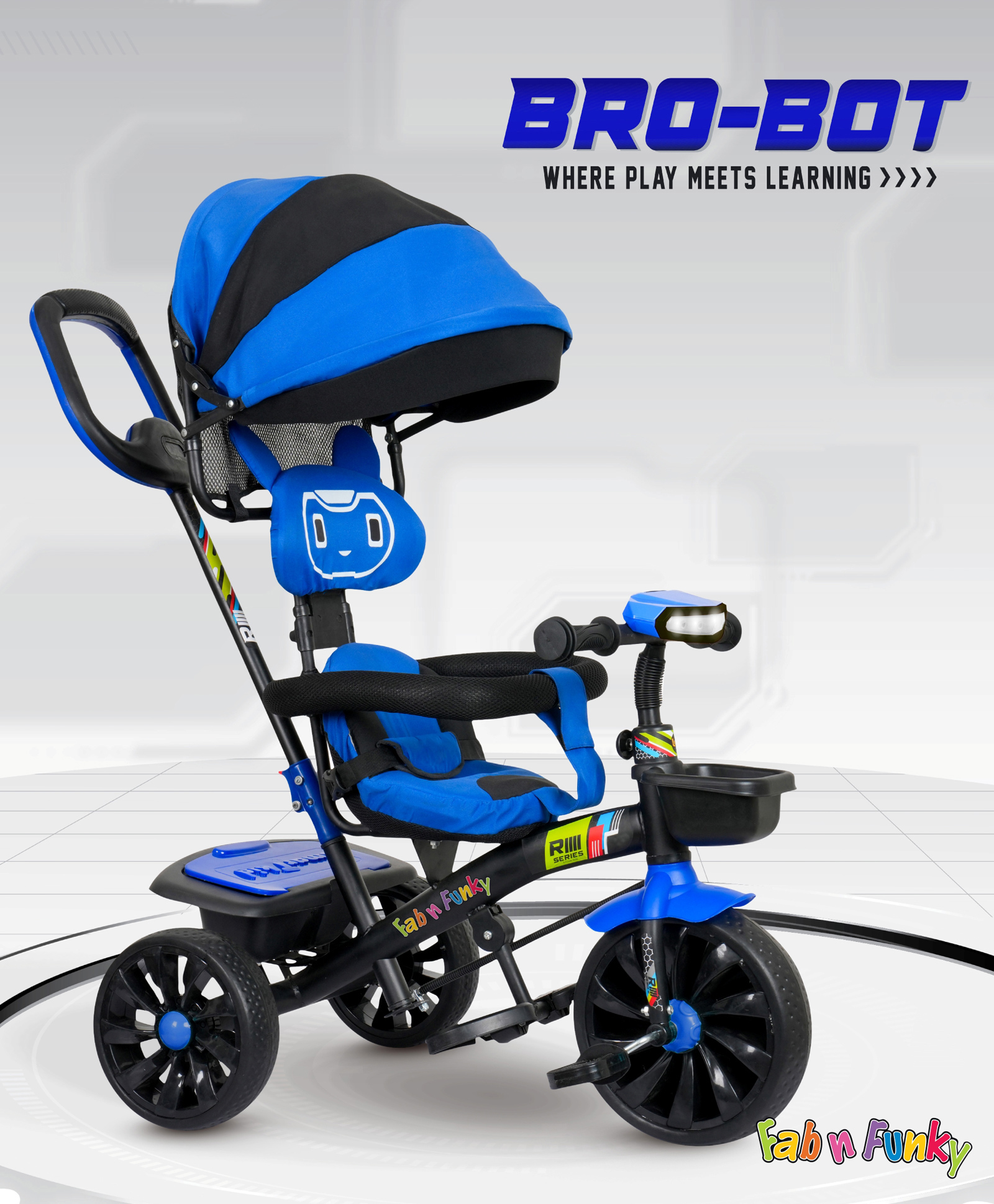 Tricycle With Light & Music|Non-slip Pedals| Storage Box|Plug & Play Assembly -Blue-image-16