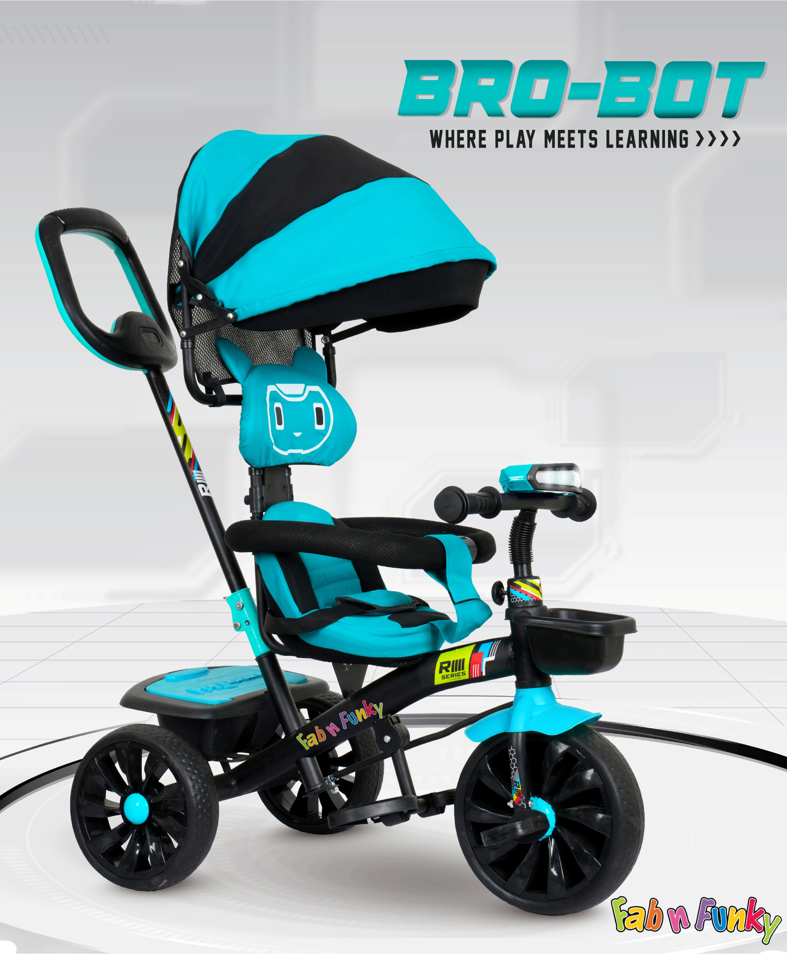 Tricycle With Light & Music|Non-slip Pedals| Storage Box|Plug & Play Assembly -Turquoise-image-15