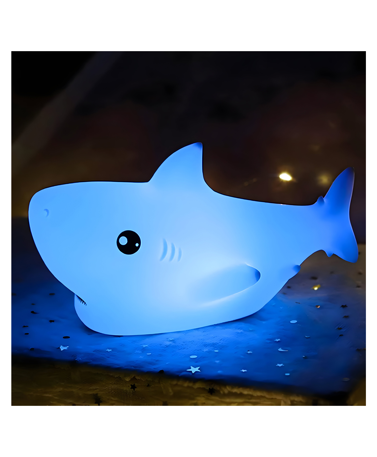 COZY VIBES Rechargeable Silicone Night Lamp - USB-Powered LED Night Light for Kids Bedroom & Study, Portable and Dimmable Night Lamp with Touch Control Breathing Light Shark Fish Lamp - PACK OF 1 - COLOR MAY VARY-image-33