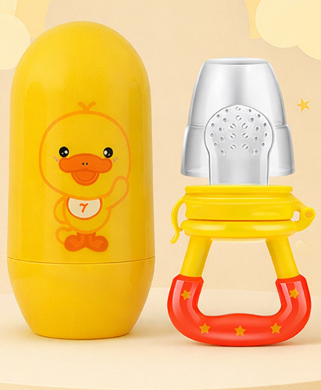 The Cheeky Kidzz Baby Manicure Pedicure Grooming Nail Egg Kit 4 In 1 With Fresh Fruit Feeder Nibbler Teether(YELLOW STAR)-image-44