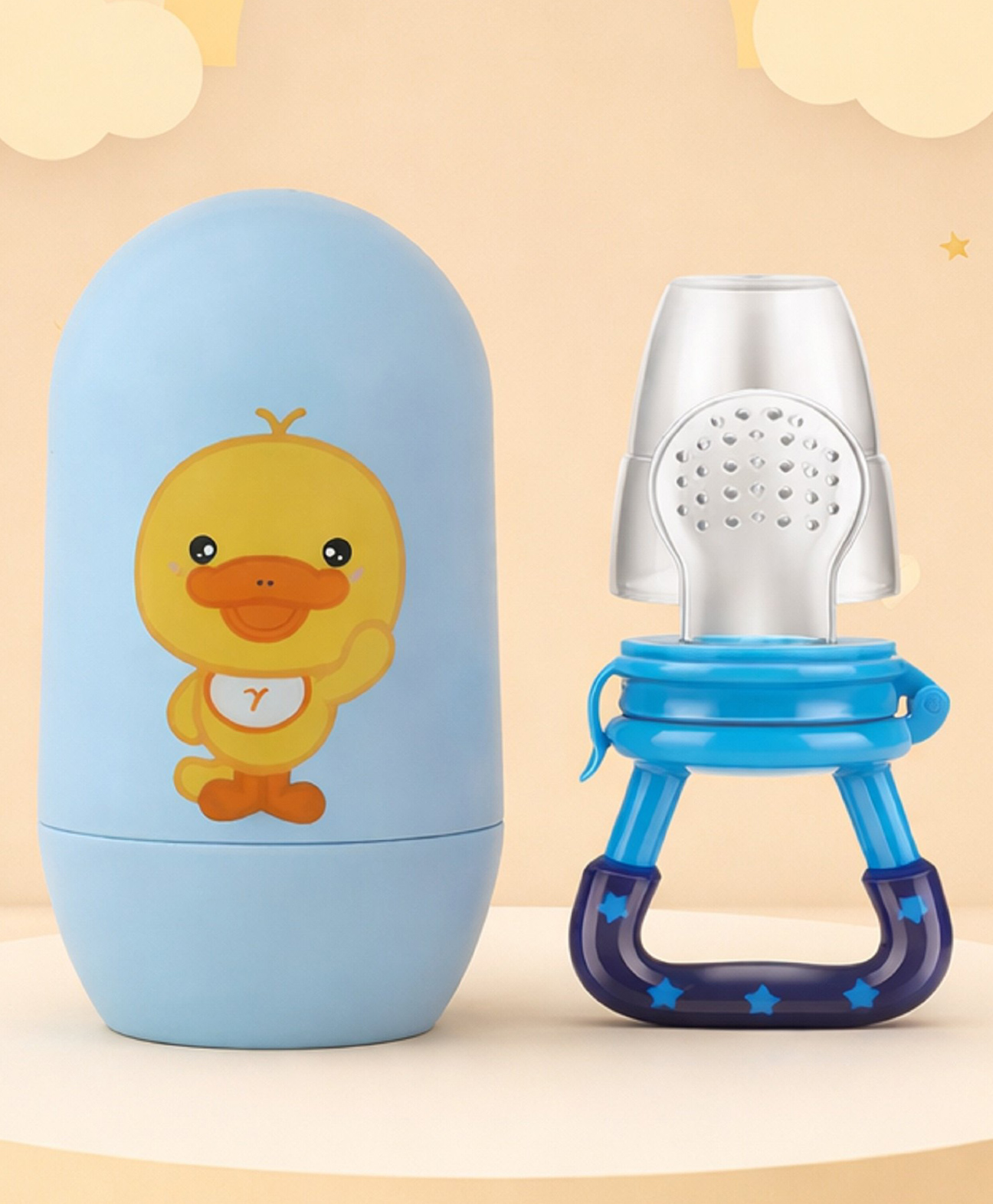 The Cheeky Kidzz Baby Manicure Pedicure Grooming Nail Egg Kit 4 In 1 With Fresh Fruit Feeder Nibbler Teether(BLUE STAR)-image-28