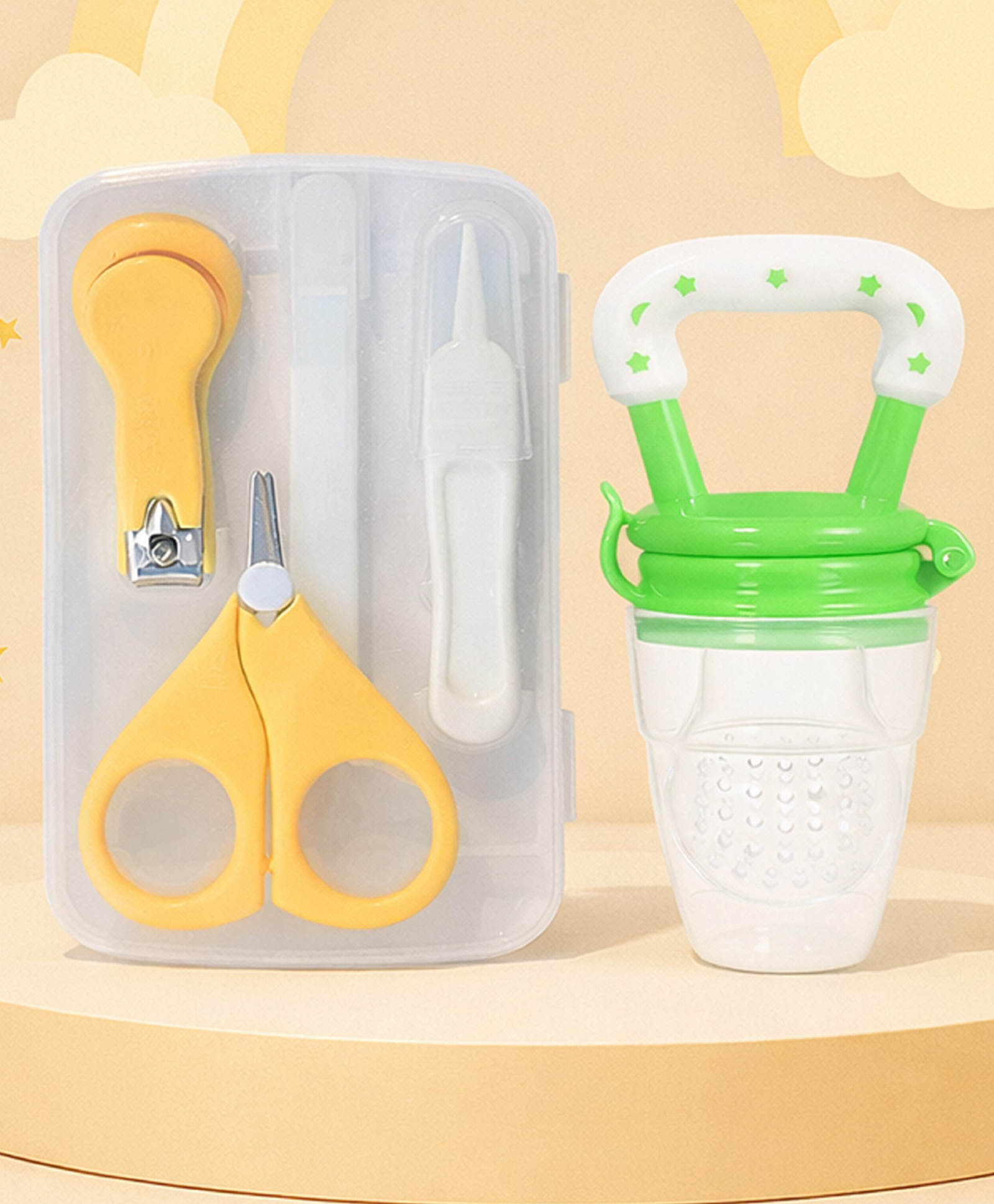 The Cheeky Kidzz 4 In 1 Baby Manicure Pedicure Grooming Nail Kit With Fresh Fruit Feeder Nibbler Teether (Yellow)-image-49