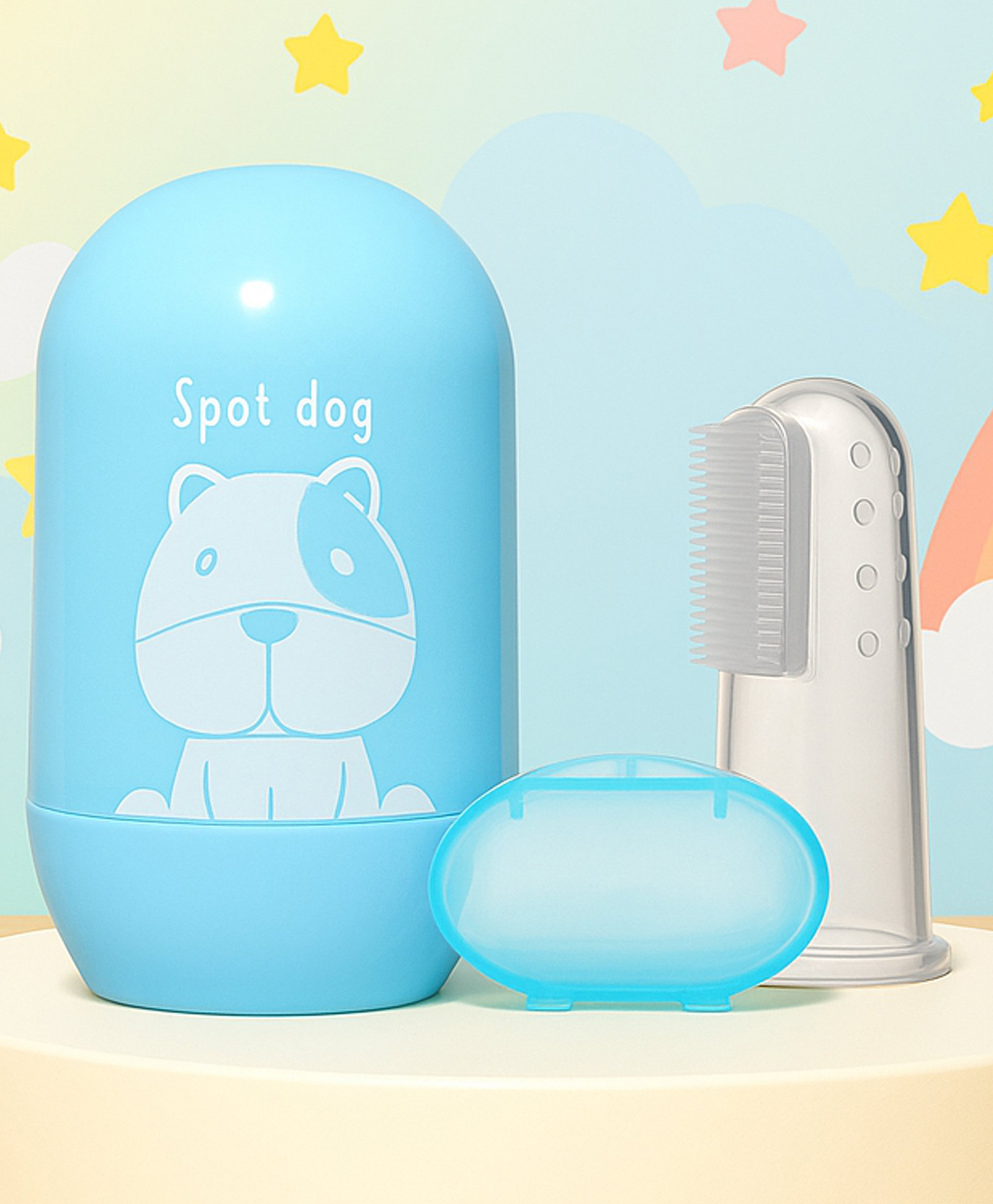 The Cheeky Kidzz Baby 4 In 1 Grooming Nail Pedicure Manicure Safety Kit With Finger Toothbrush Oral Dental Care (Blue)-image-29