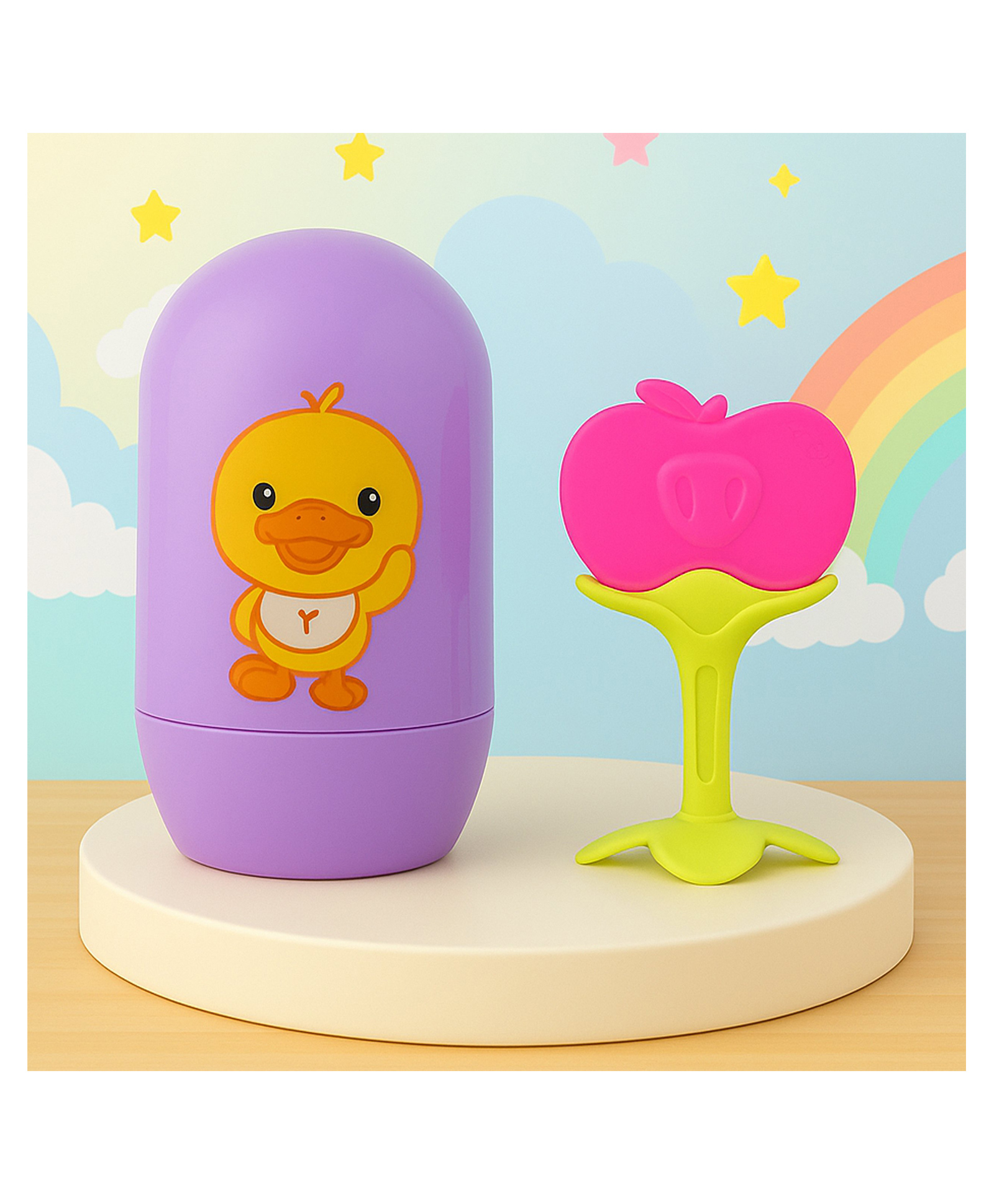 The Cheeky Kidzz Baby Grooming Manicure & Pedicure Essential Nail Kit With Baby Soft Silicone Fruit Shaped Teething Toy for New Born (Purple)-image-41
