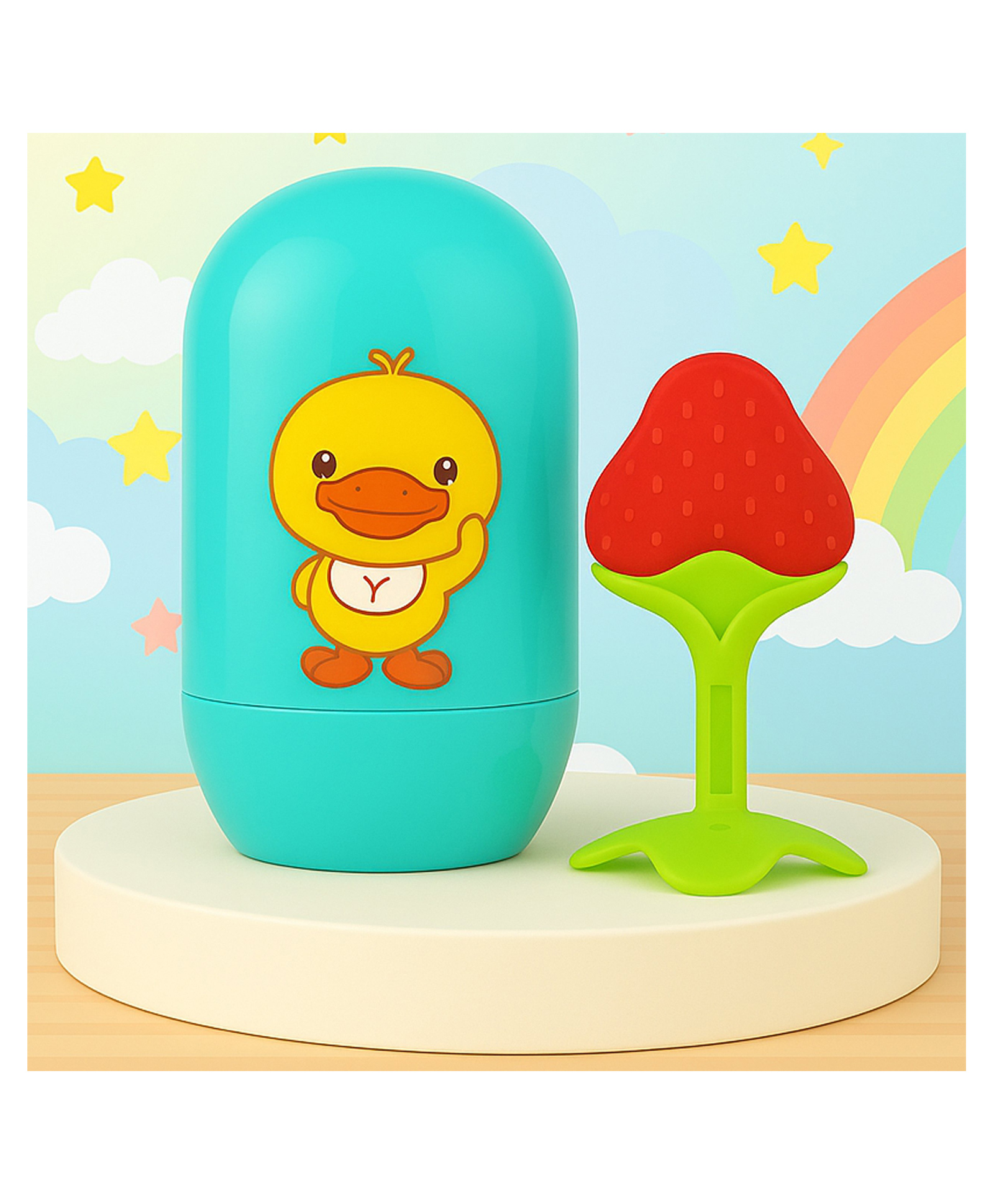 The Cheeky Kidzz Baby Grooming Manicure & Pedicure Essential Nail Kit With Baby Soft Silicone Fruit Shaped Teething Toy for New Born (Sea Green)-image-42