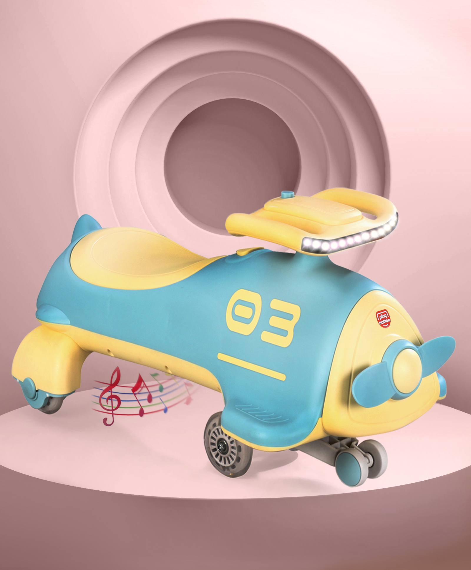 Play Nation Premium Aero Kids Magic Swing Car With Music Lights & ABEC 7 Bearing with PU LED Wheels - Blue-picture-22