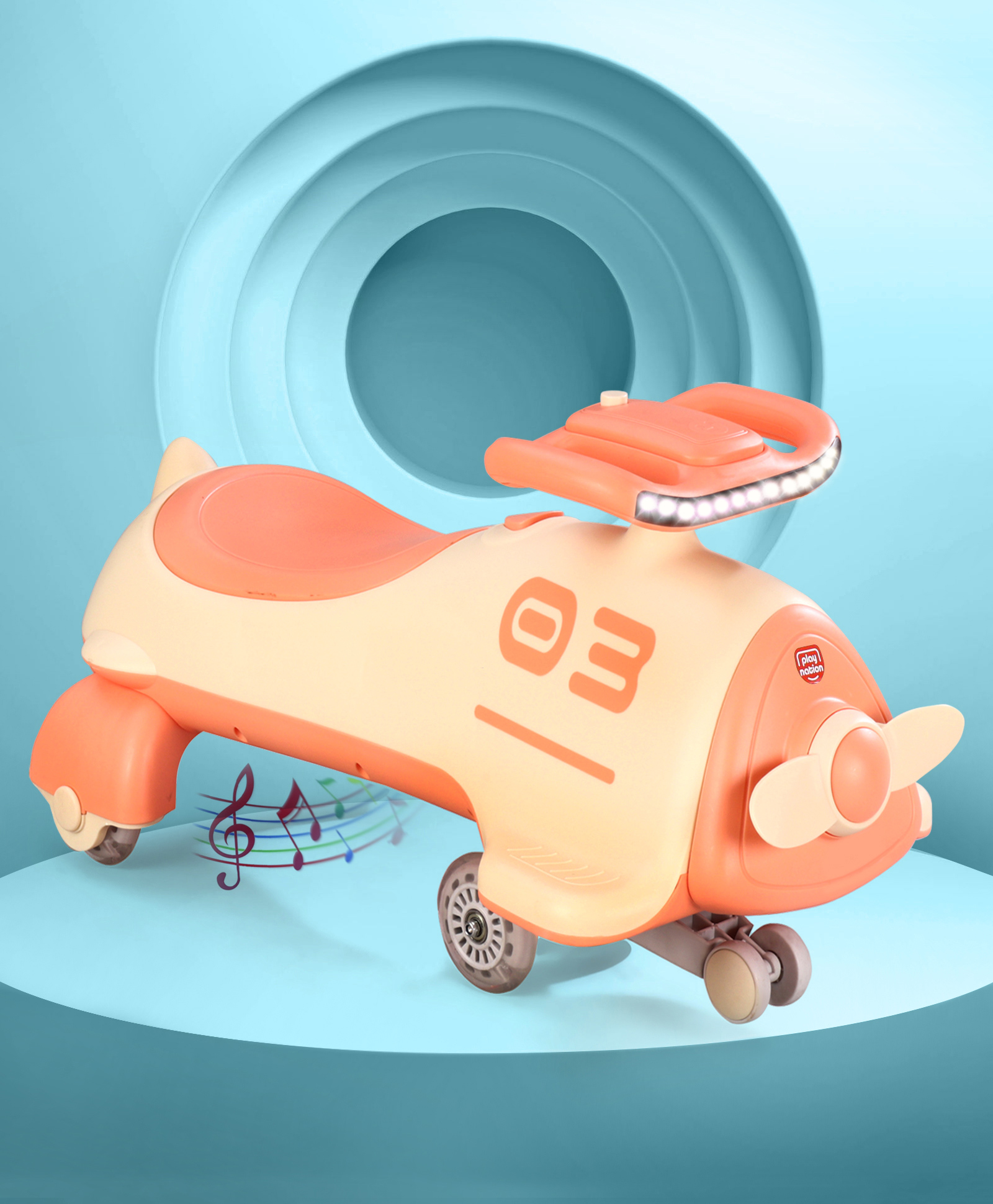 Play Nation Premium Aero Kids Magic Swing Car With Music Lights & ABEC 7 Bearing with PU LED Wheels - Orange-picture-23