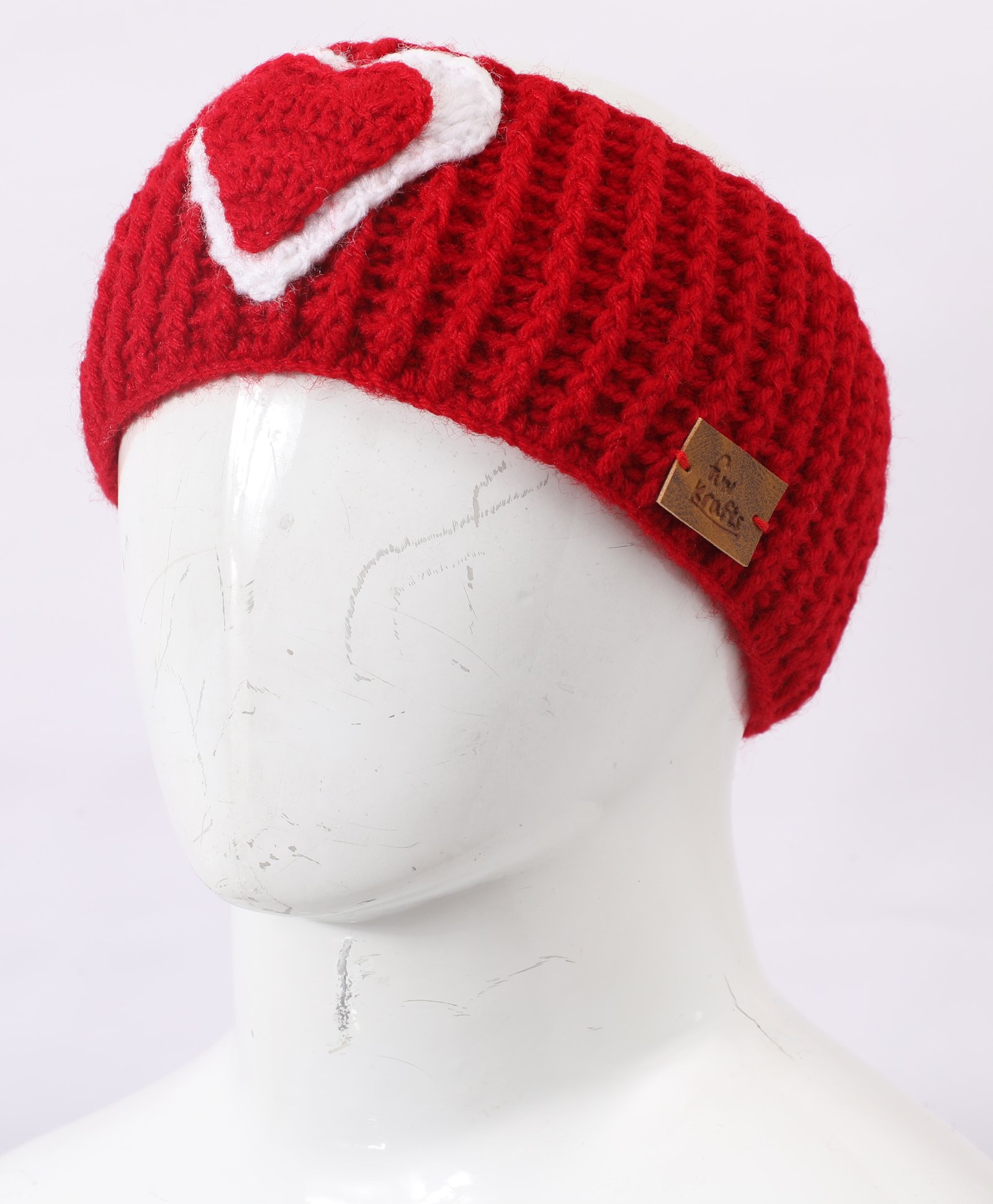 Funkrafts Wollen Heart Designed Handmade Ear Muffs - Red-picture-23