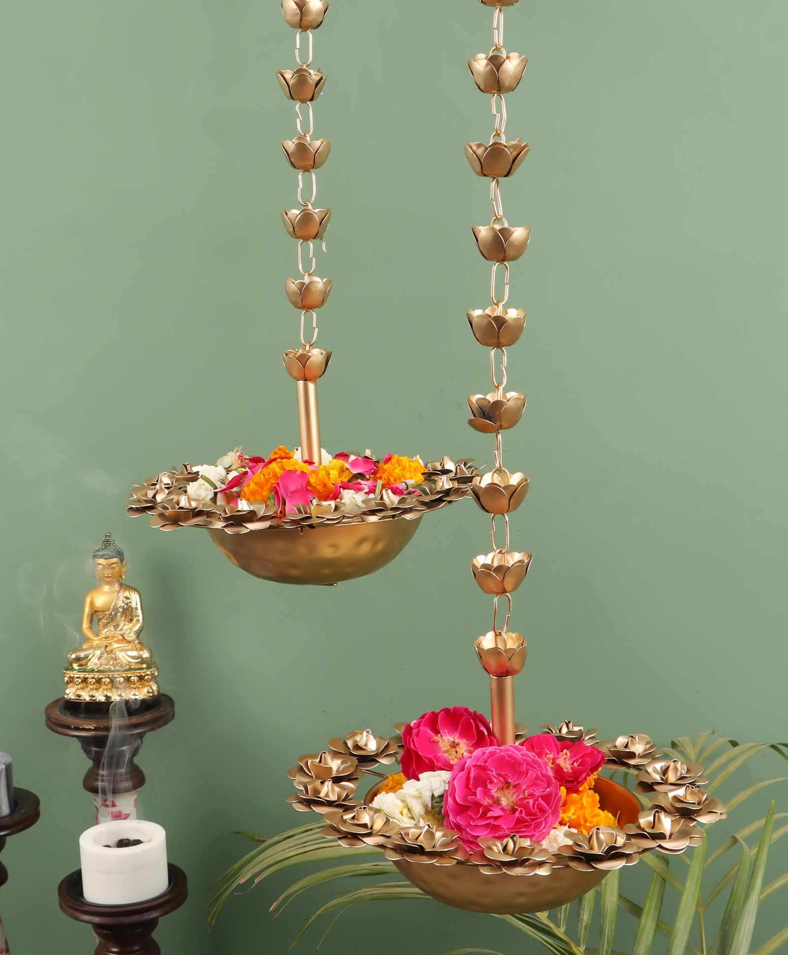 Amaya Decors Hanging Rose Urli Set of 2