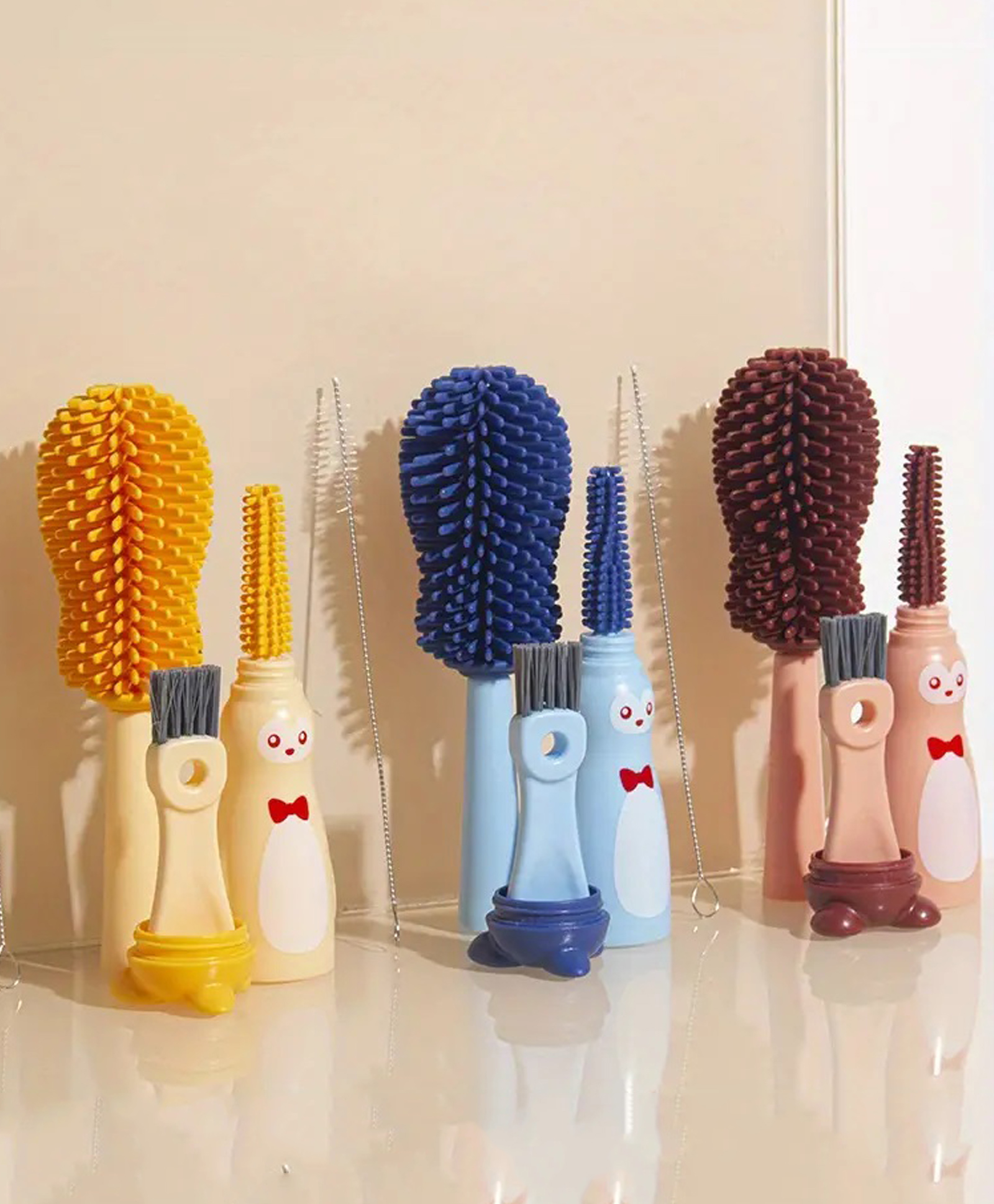 COMERCIO 4 in 1 Scratch Free Silicone Bottle Cleaning Brush Kit - Color & Design May Vary-picture-17