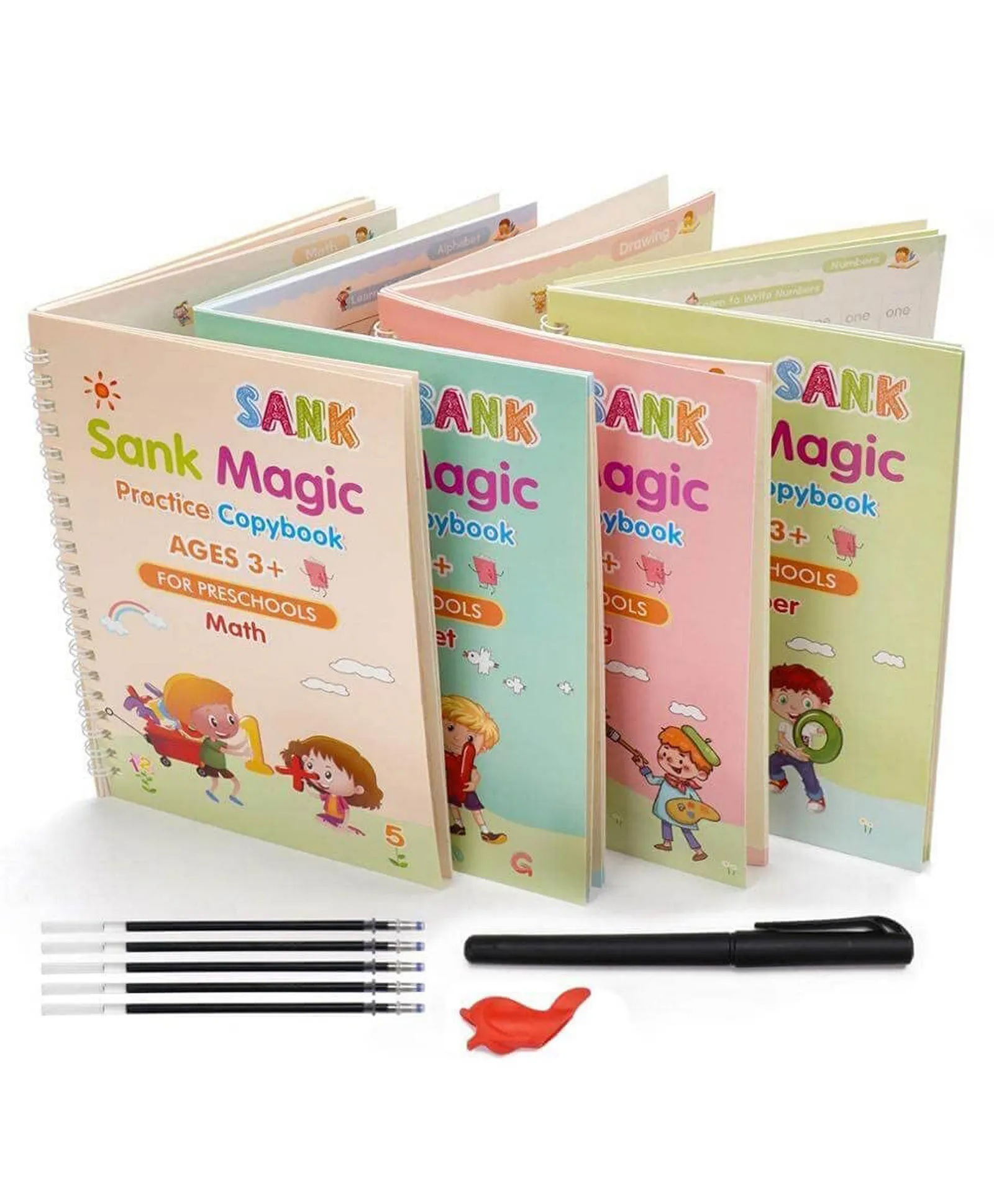 Magic Practice Copy Book for Kids 4Pcs Magic Book with Pens Calligraphy Books for Beginners Practice Magical Reusable Hand Writing Book - English-image-30