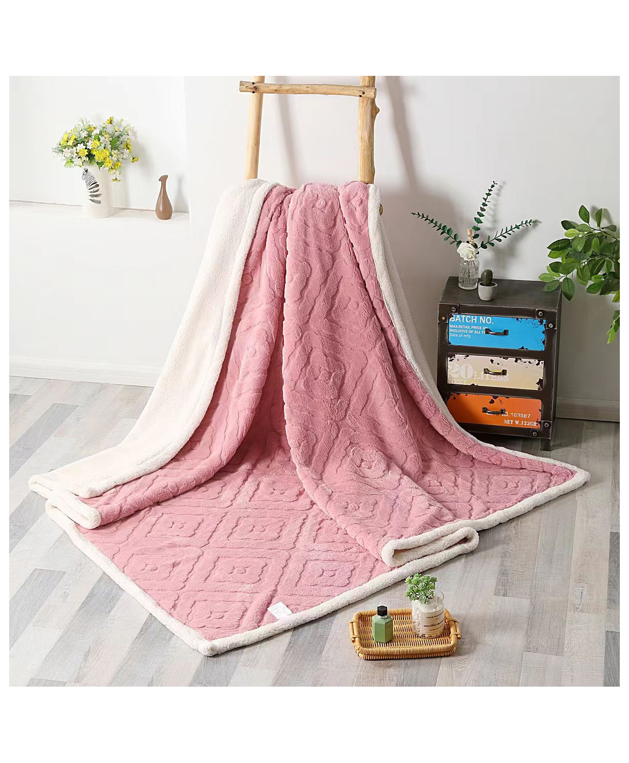 Butterthief Cozy Super Soft Warm Double Layered Kids Sherpa Blanket - Light Pink-image-15