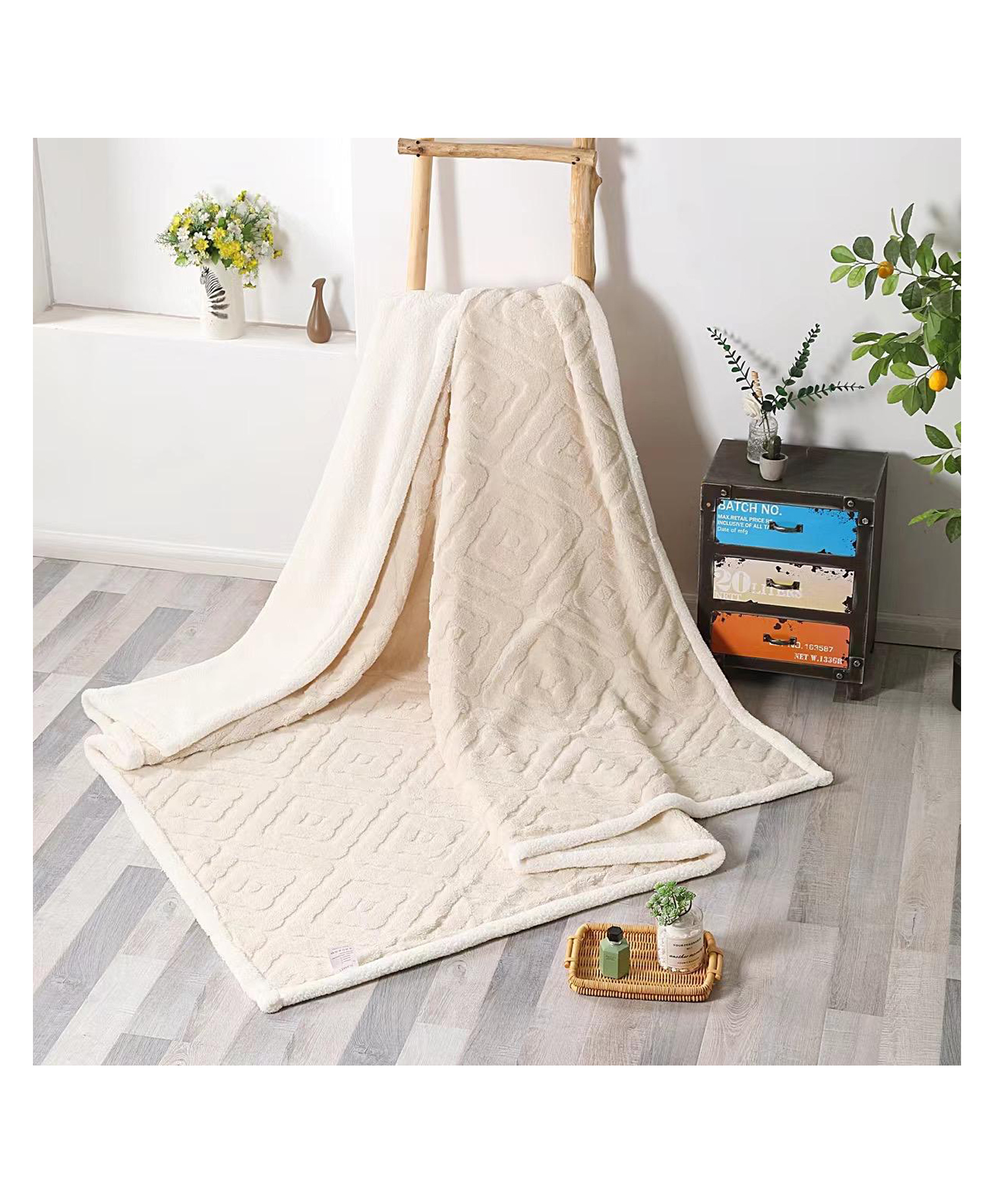 Butterthief Cozy Super Soft Warm Double Layered Kids Sherpa Blanket - White-image-49
