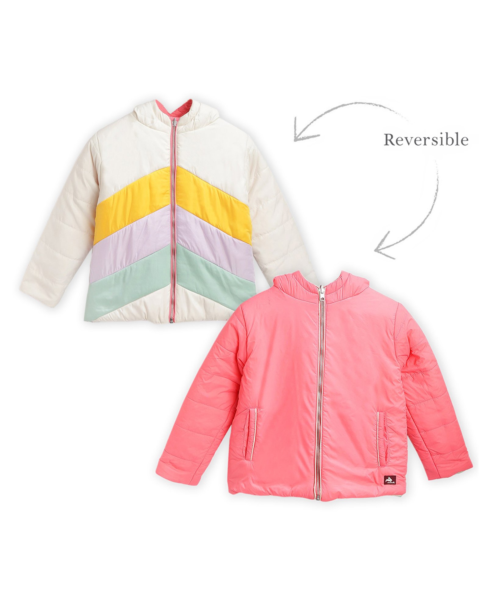 Cherry Crumble By Nitt Hyman Full Sleeves Cut & Sew Reversible Hooded Jacket - Multi Colour-picture-19