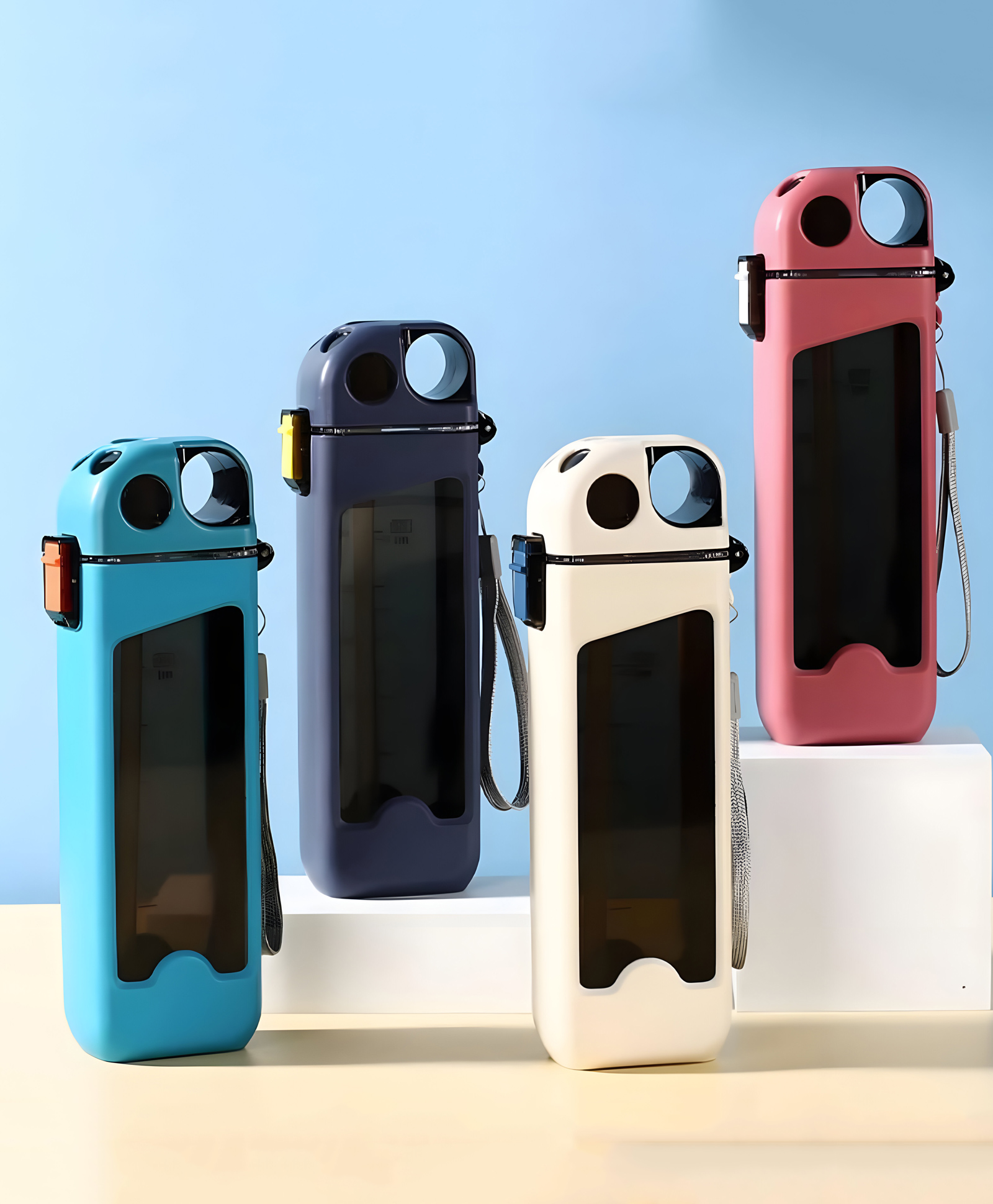 Schoolish 400 ml Flat Water Bottle, Slim Travel Water Bottle, Slim Lightweight Water Bottle with Measurements,plastic Square Portable Flat Water Bottles for Travel Lightweight - Pack of 1 - Color May Vary-image-3