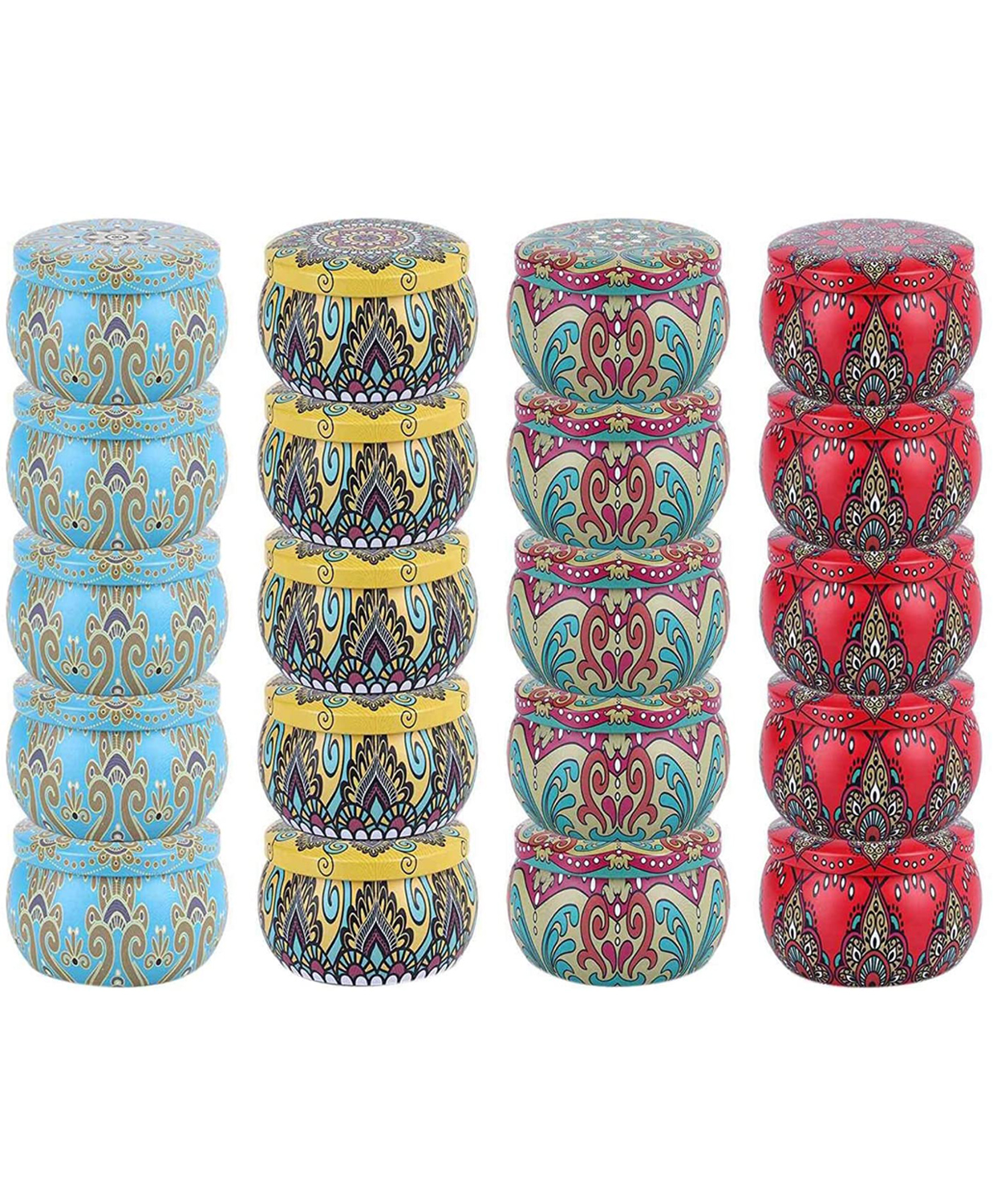 iKalaa Candle Tins with Lids- 16 Pc, 4.4oz, Candle Containers Candle Jars, Candle Making Kit DIY Arts Crafts Storage (Each Design 4)-image-9