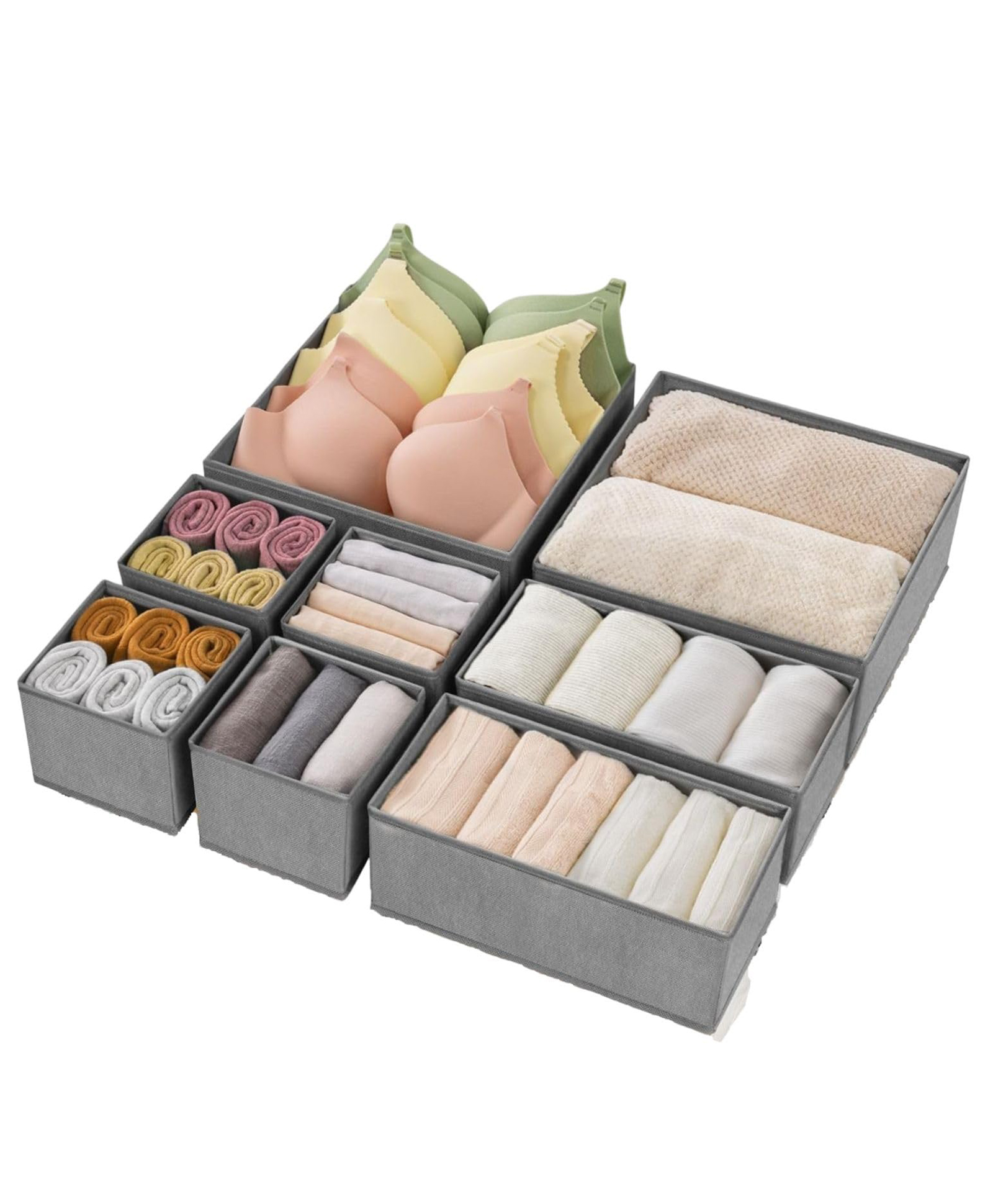 Bunie Foldable Drawer Divider Organizers for Wardrobes - Set of 8 Grey-image-21