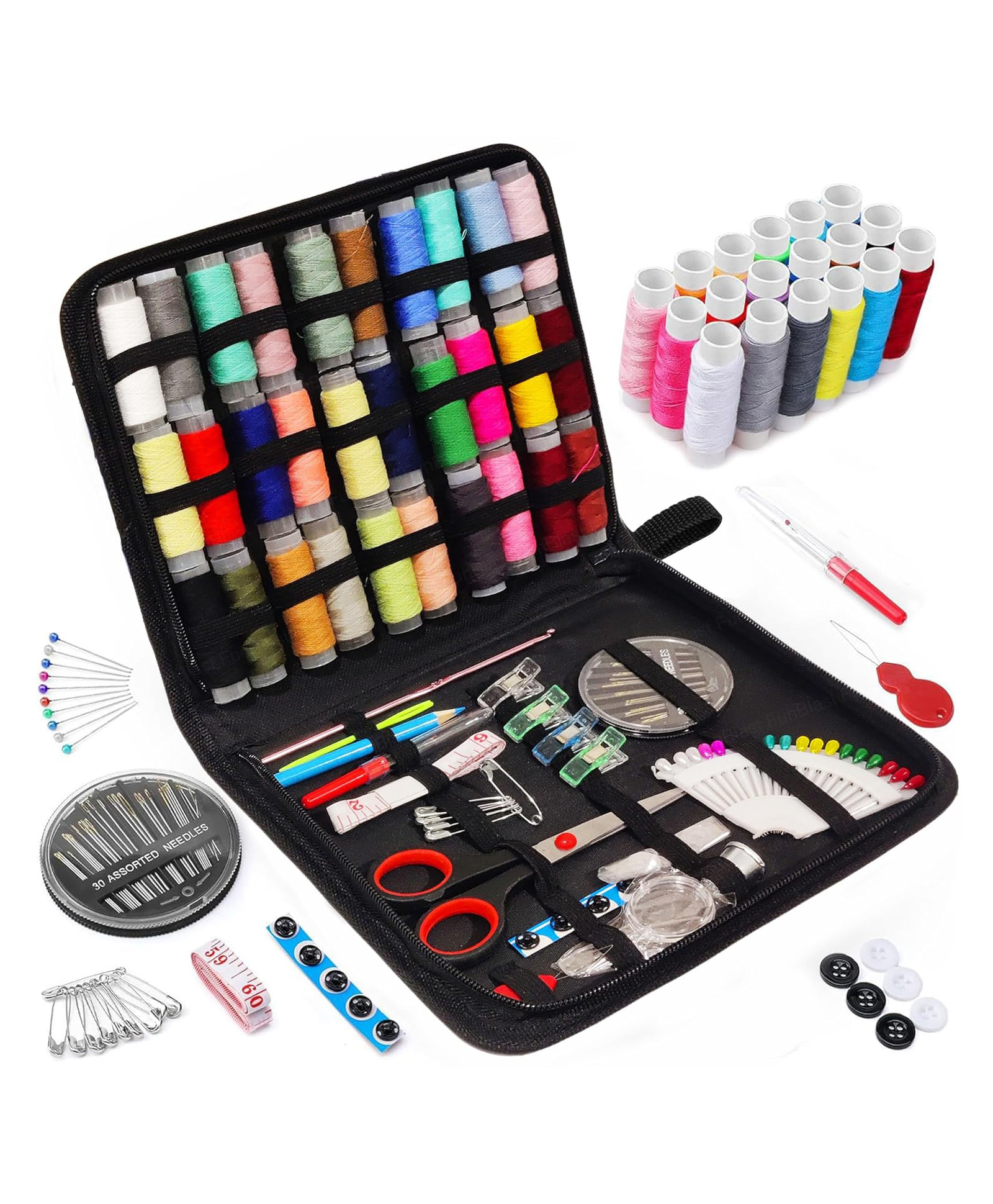Bunie 112 Pcs Sewing Kit for HomeNeedle and Thread Box-image-46