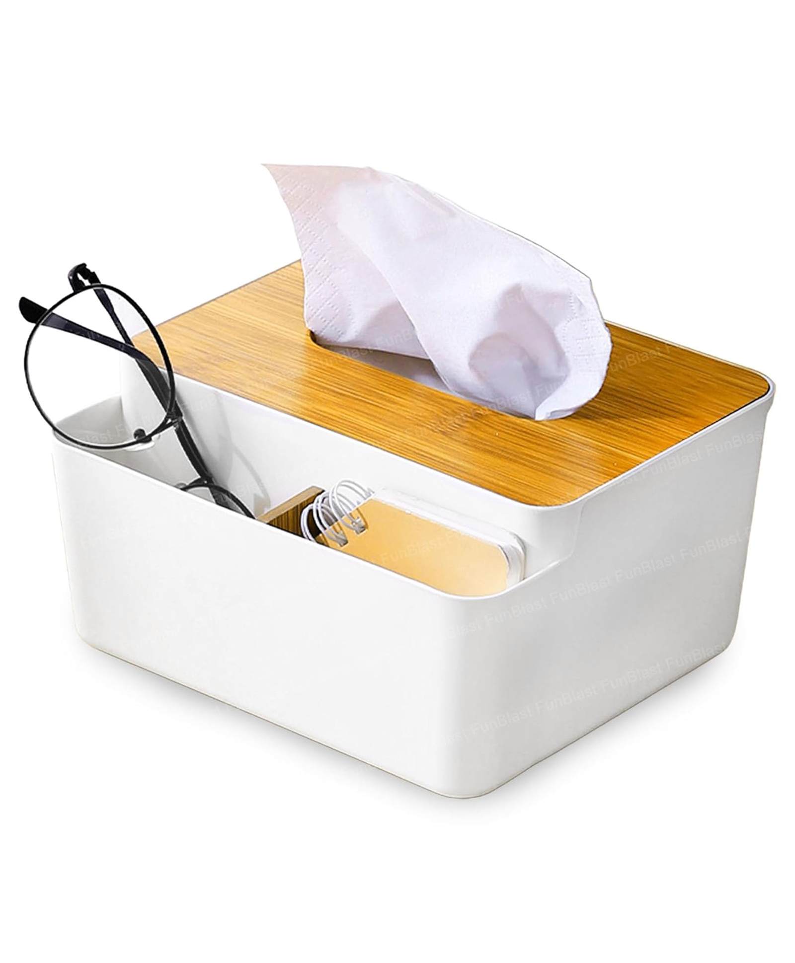 Bunie Tissue Storage Box Holder with Bamboo Cover-image-3