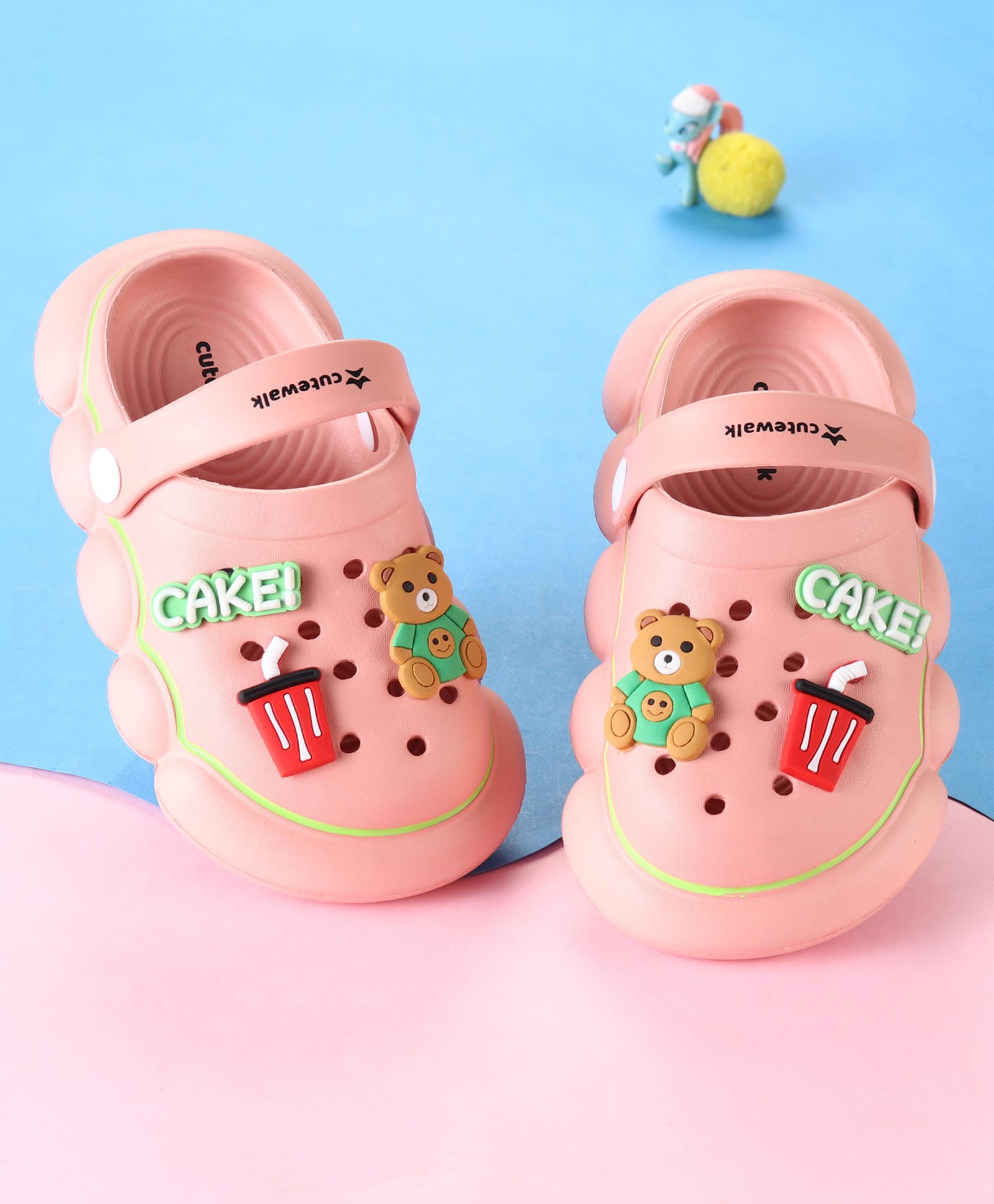 Cute Walk by Babyhug Clogs With Back Strap Closure & Bear Applique - Pink-picture-17