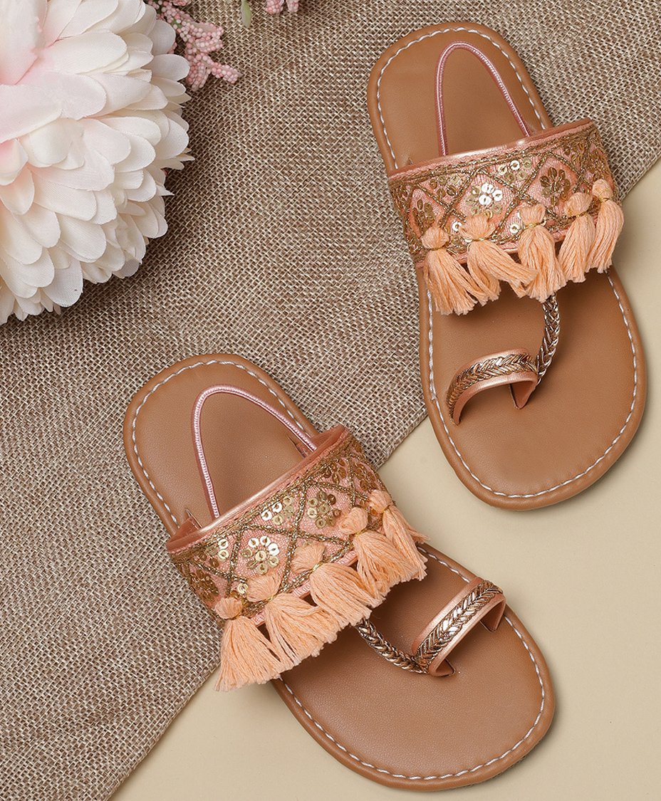Mine Sole Sequin Embellished Kolhapuri Sandals - Multi Colour-image-45