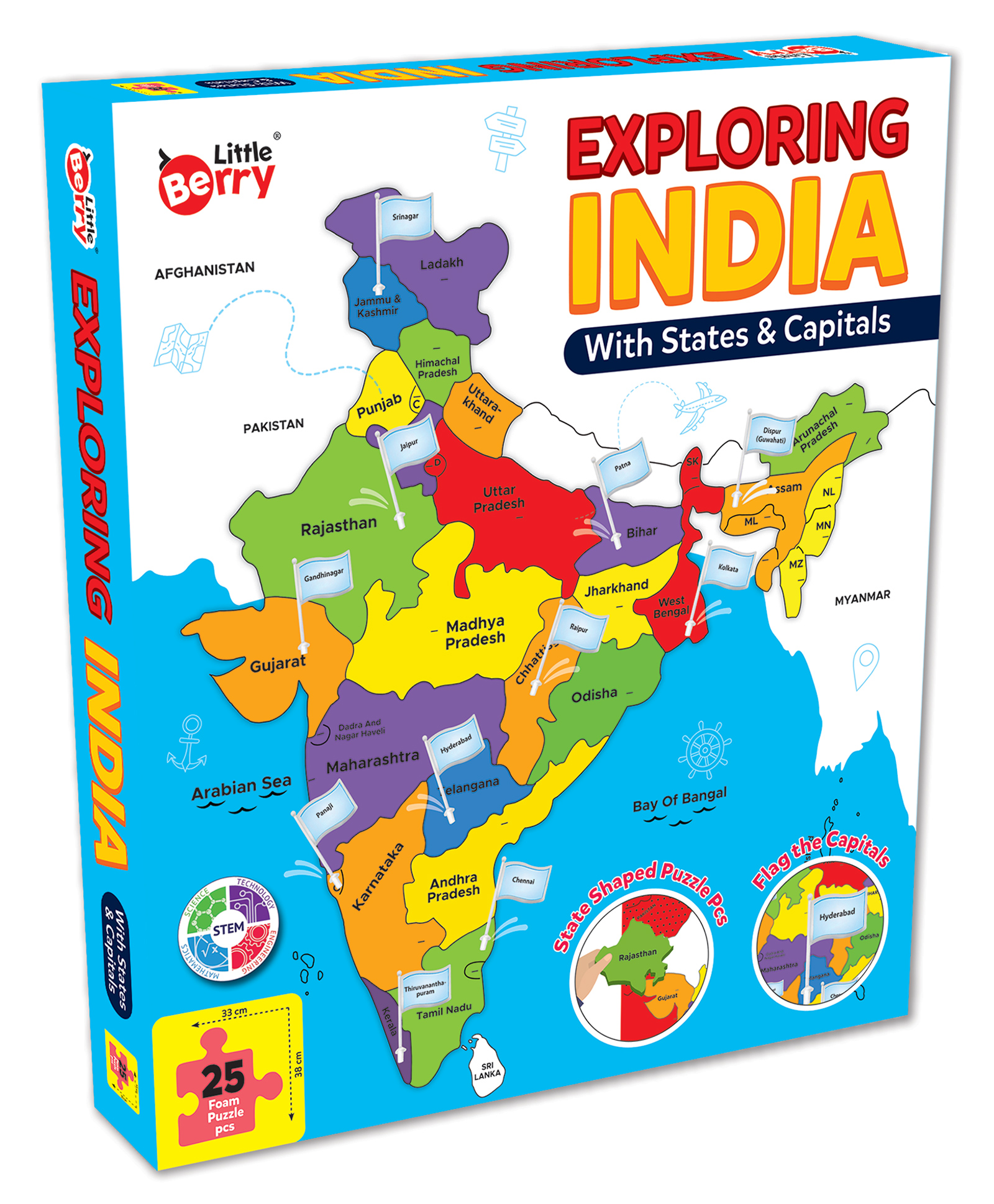 Little Berry Exploring India Puzzle Map with State Capitals - Learning & Education Toy (25 pcs)-image-24