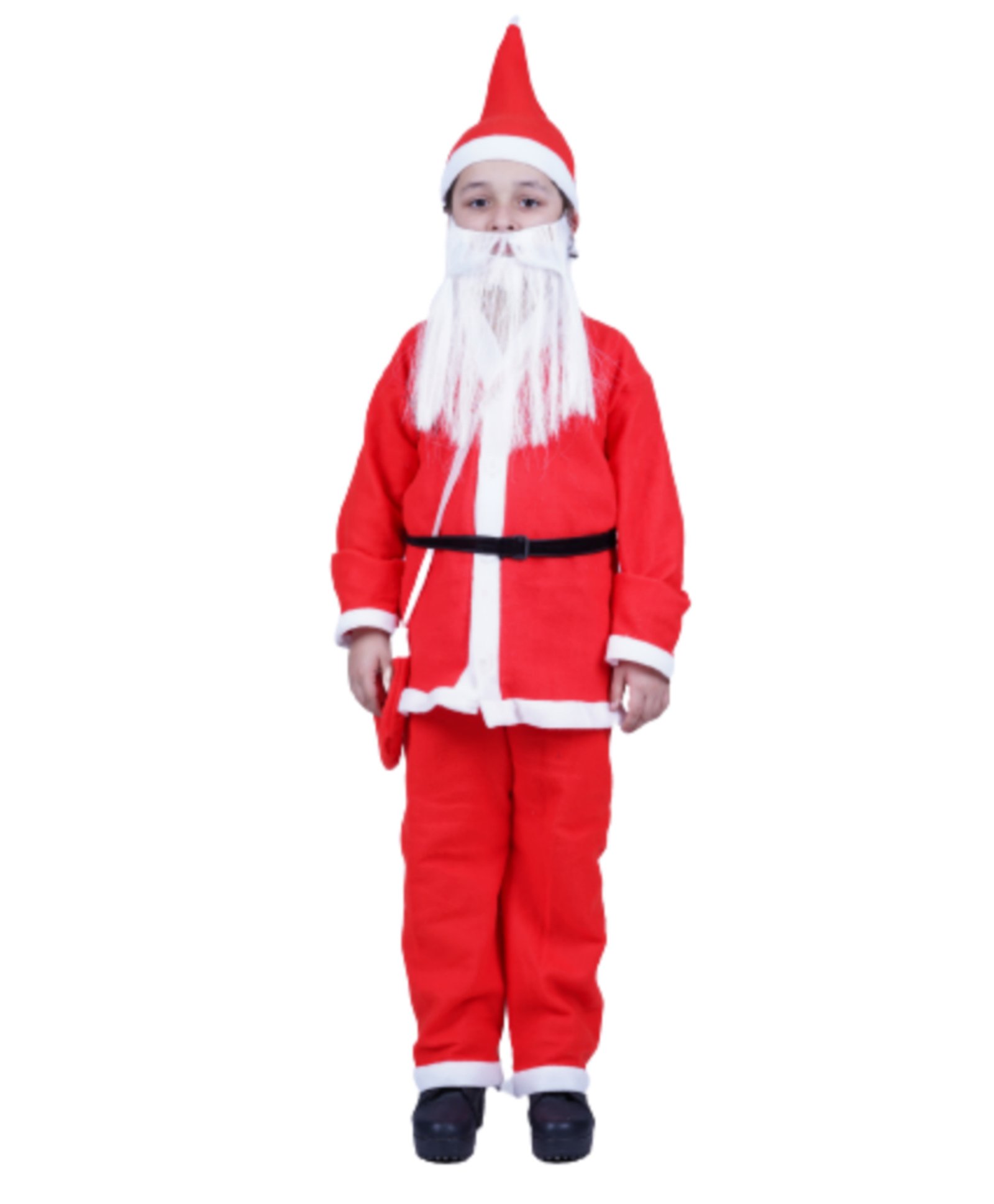 Itsmycostume Christmas Theme Fleece Full Sleeves Santa Claus Costume Set - Red