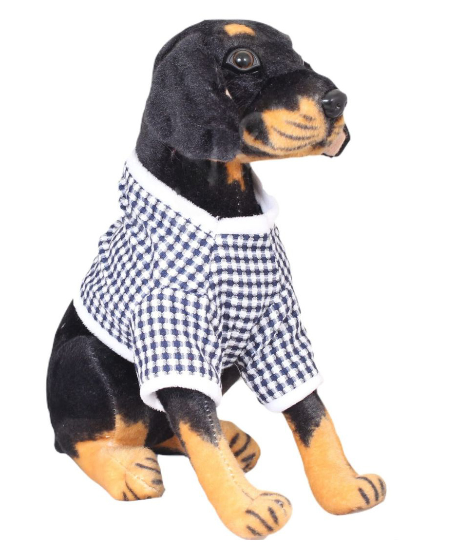 Tickles Soft Stuffed Plush Animal Sitting Rottweiler Dog Wearing Check Design Dress Toy for Kids Boys & Girls (Color: Brown and Black Height 30 cm)-image-24