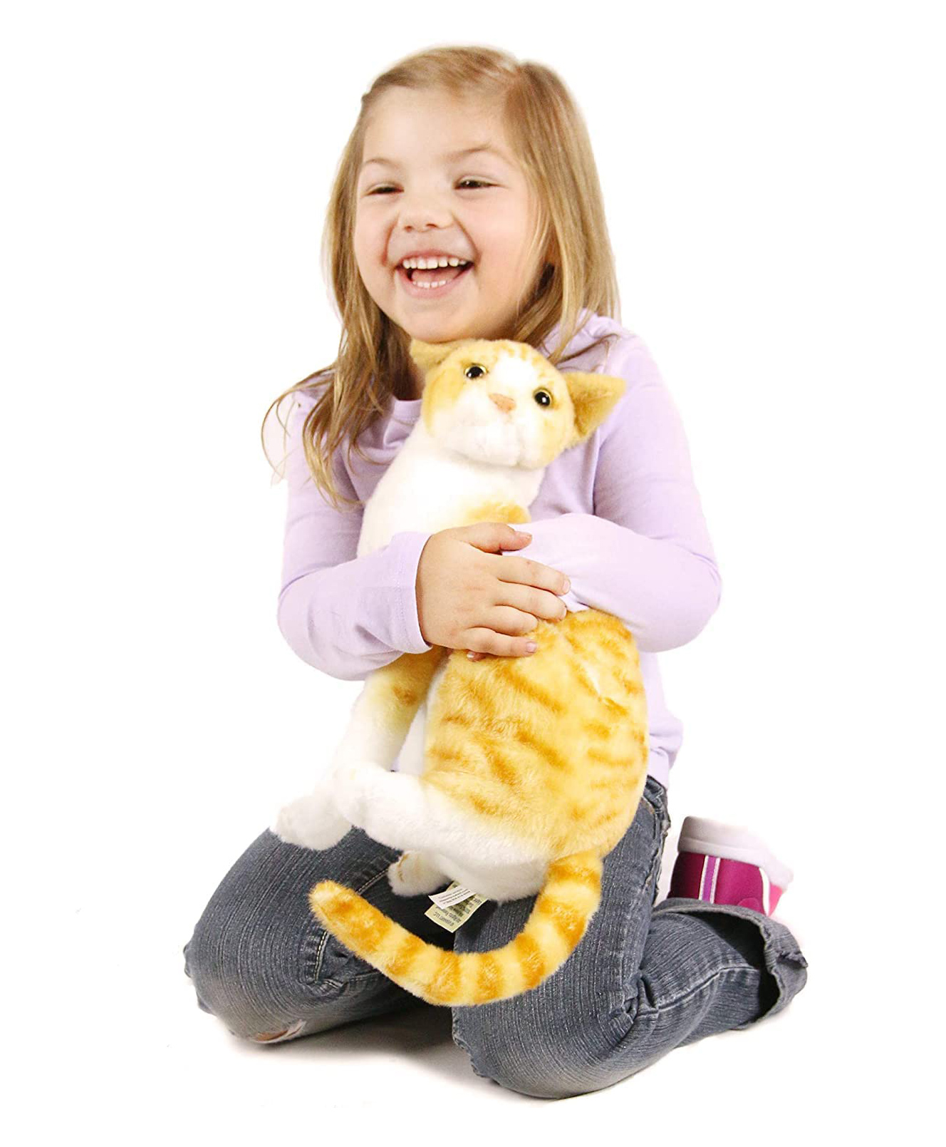 Tickles Cute Cat Soft Stuffed Plush Animal Toy for Kids Boys & Girls (Height 28 cm Color: Orange and White)-image-28