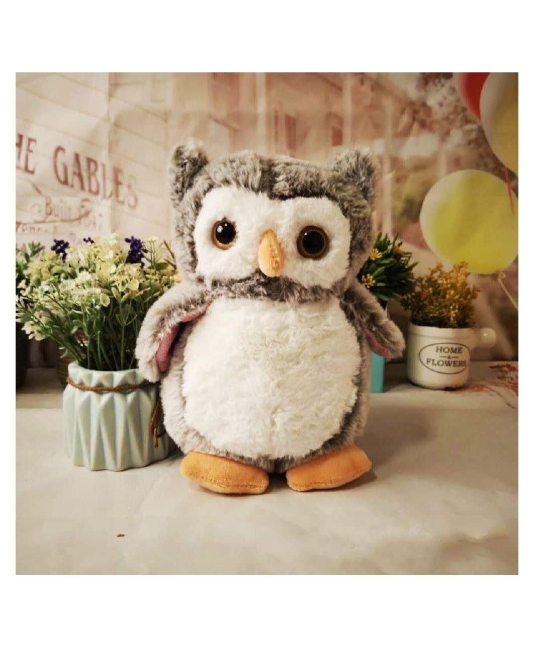 Tickles Heather Owl Soft Stuffed Plush Animal Toy for Girls & Boys Kids Children Birthday Gifts (Color: Grey Height 25 cm)-image-6