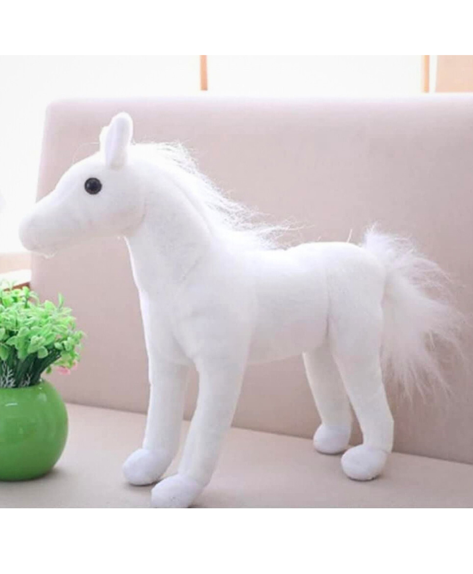 Tickles Simulation Horse Soft Stuffed Plush Animals Toy for Kids Birthday Gift (Size: 45 cm; Color: White)-image-30