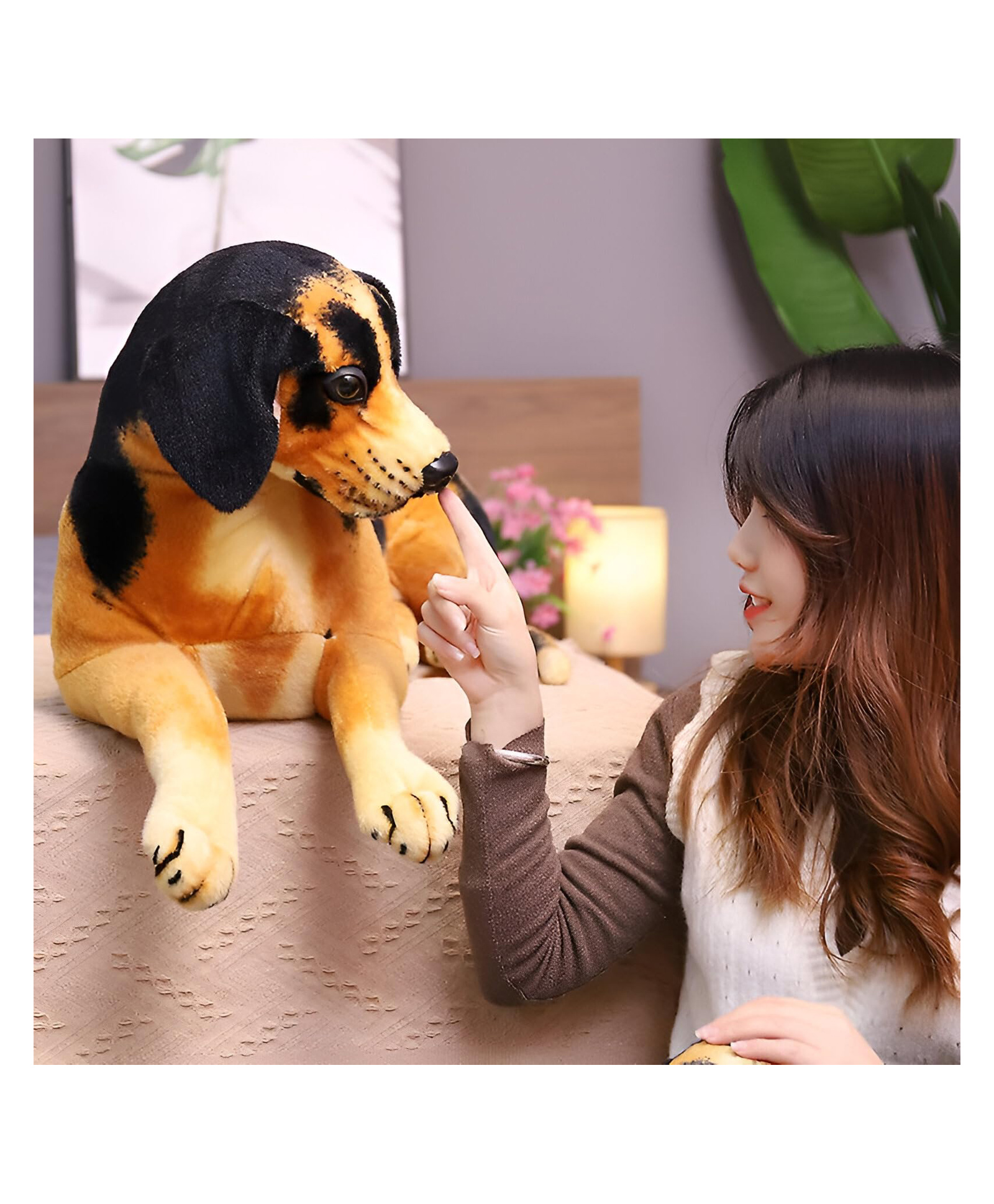 Tickles German Lie Shepherd Dog Soft Stuffed Plush Animal Toy for Kids Girls Birthday Gifts Car & Room (Size: 55 cm; Color: Black & Brown)-image-39