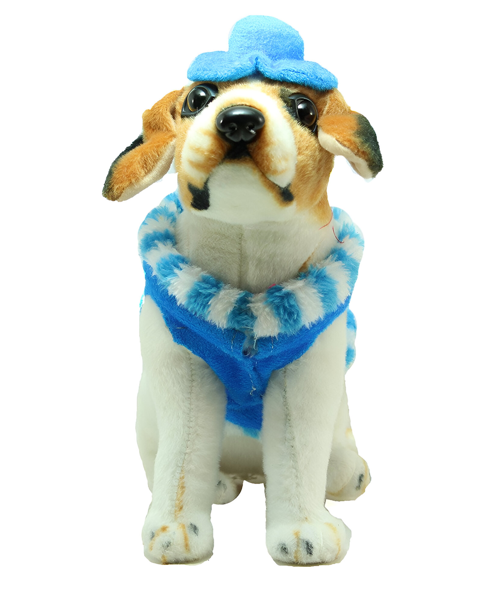 Tickles Dog Wearing a Beautiful Cap Stuffed Soft Plush Animal Toy (Size: 22 cm Color: White & Brown)-image-34