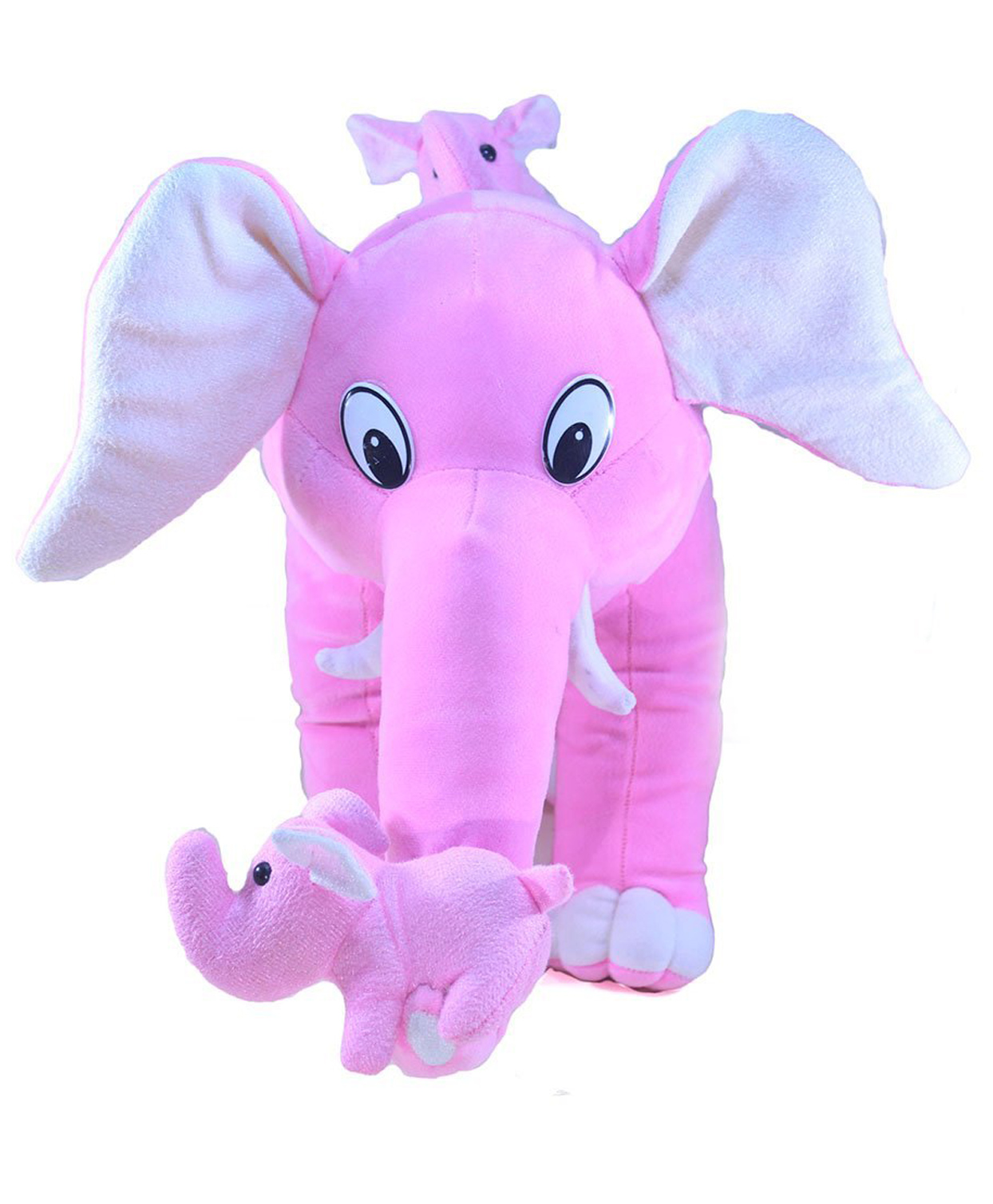 Tickles Mummy Elephant with Her Two Babies Stuffed Soft Plush Animal Toy for Kids Boys & Girls Birthday Gifts (Color: Pink Size: 45 cm)-image-16