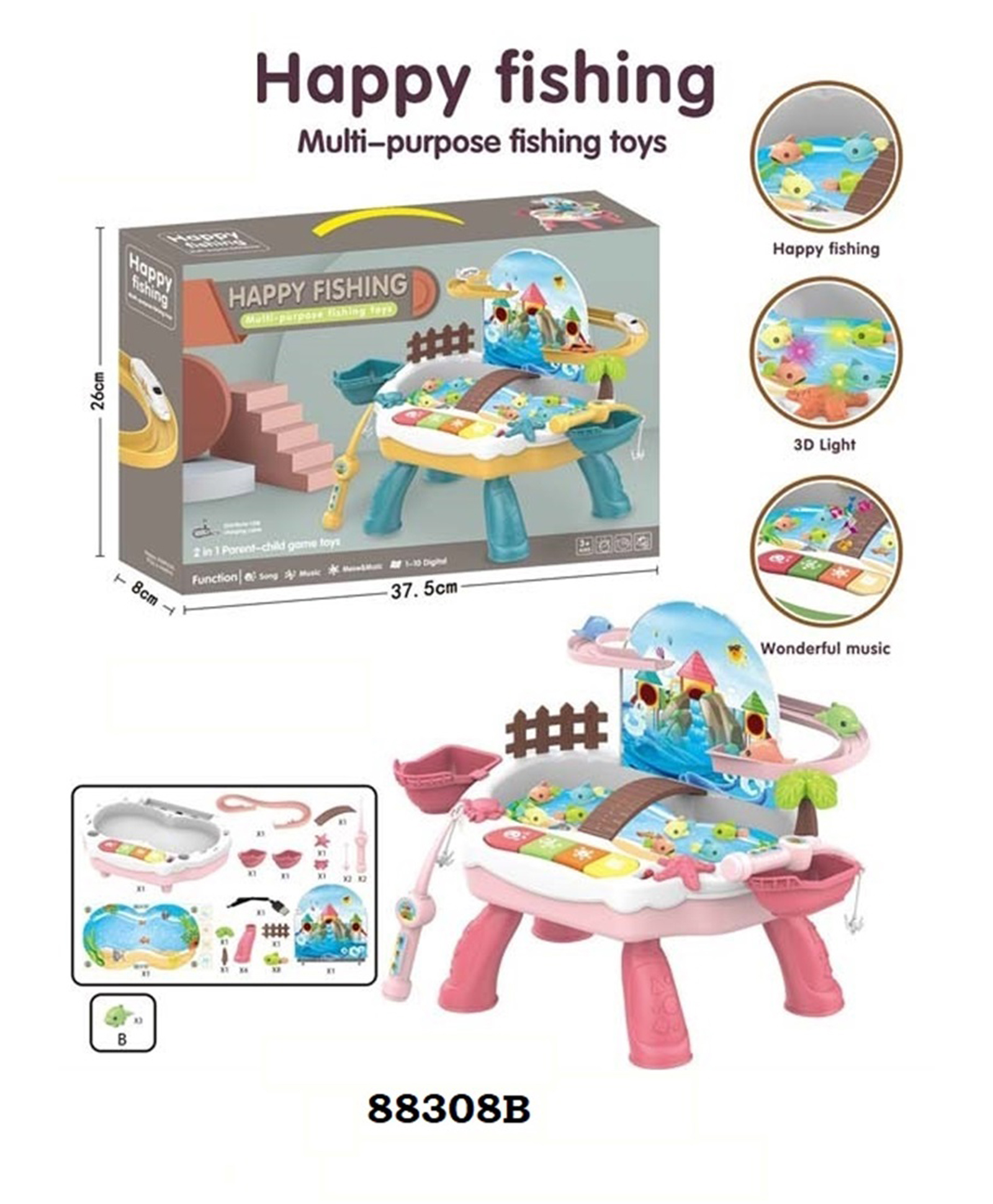 Sanjary Fishing Game Toys with Slideway, Electronic Toy Fishing Set with Pond and Music for Kids color design may vary-picture-11