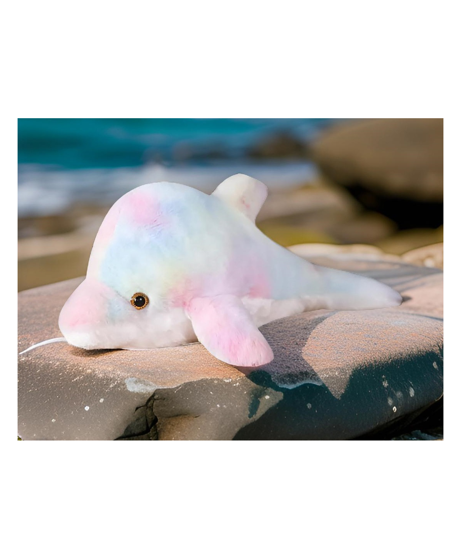 Tickles Rainbow Dolphin Soft Stuffed Plush Toy Cum Pillow Sea Animal for Kids Boys & Girls Birthday Gifts (Color: Multicolor Size: 35 cm)-image-6