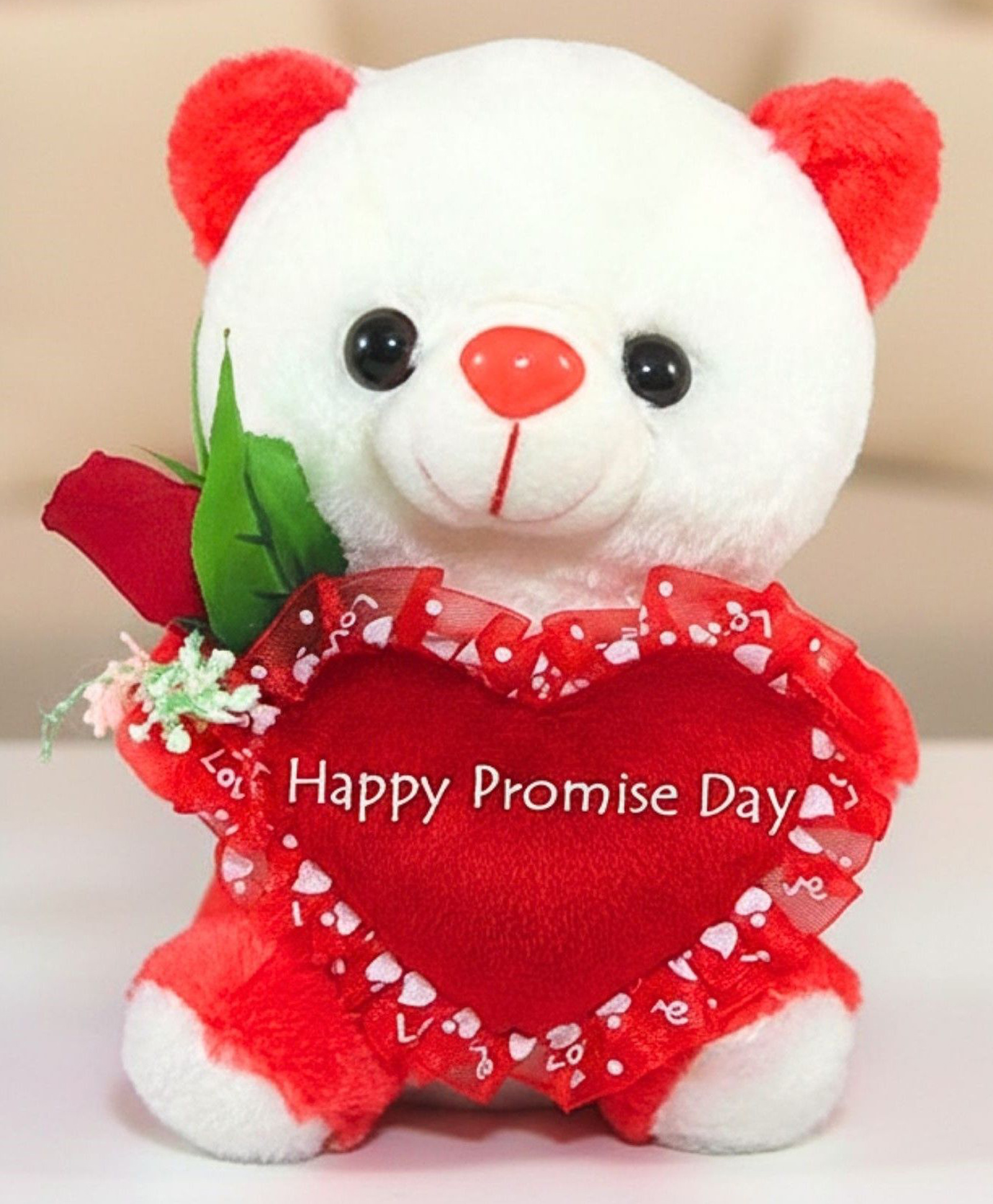 Tickles Cute Teddy with I Love You Heart and Beautiful Rose Stuffed Soft Plush Toy For Kids Boys & Girls Love Special (Height 25 cm Color: White & Red)-picture-12