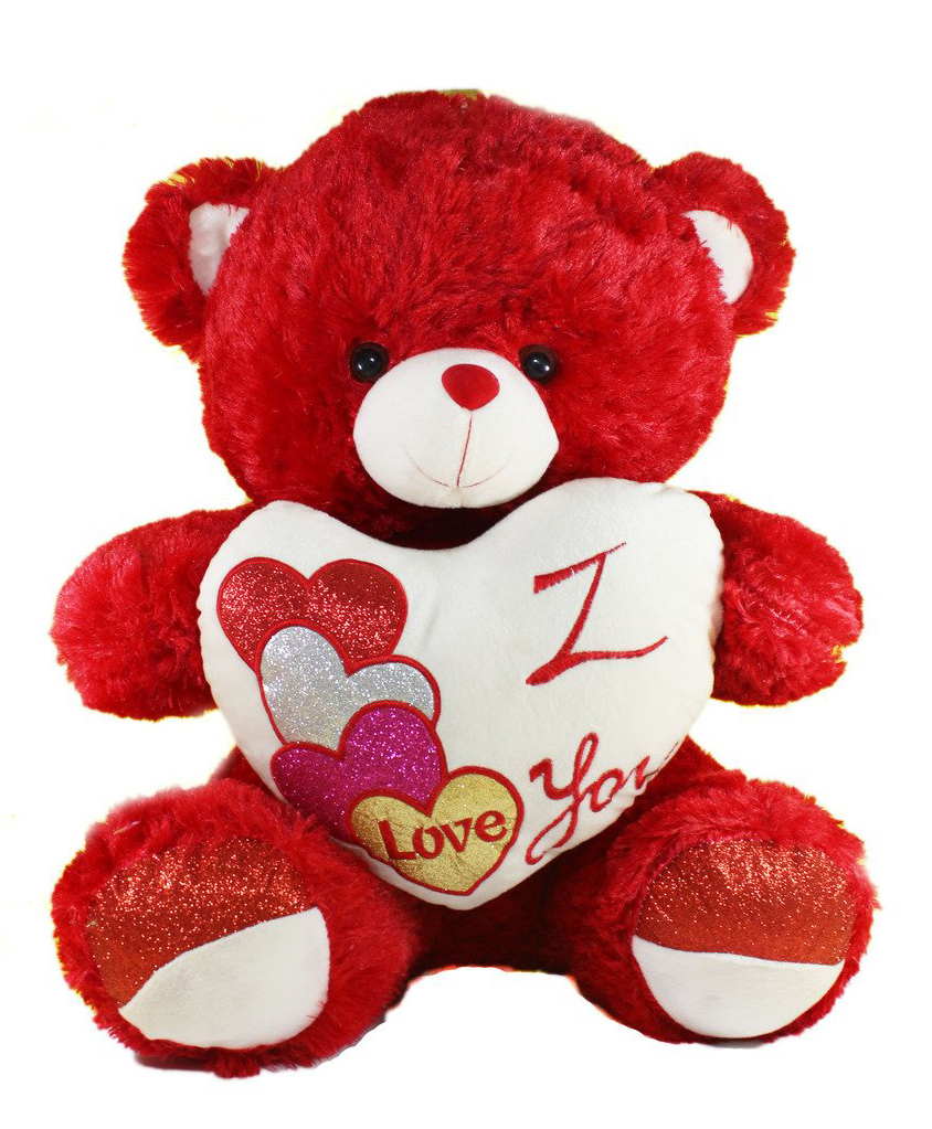Tickles Teddy with I Love You Heart Stuffed Soft Plush Animal Toy for Kids Boys & Girls Birthday Gifts (Height 45 cm Color: Red)-image-41