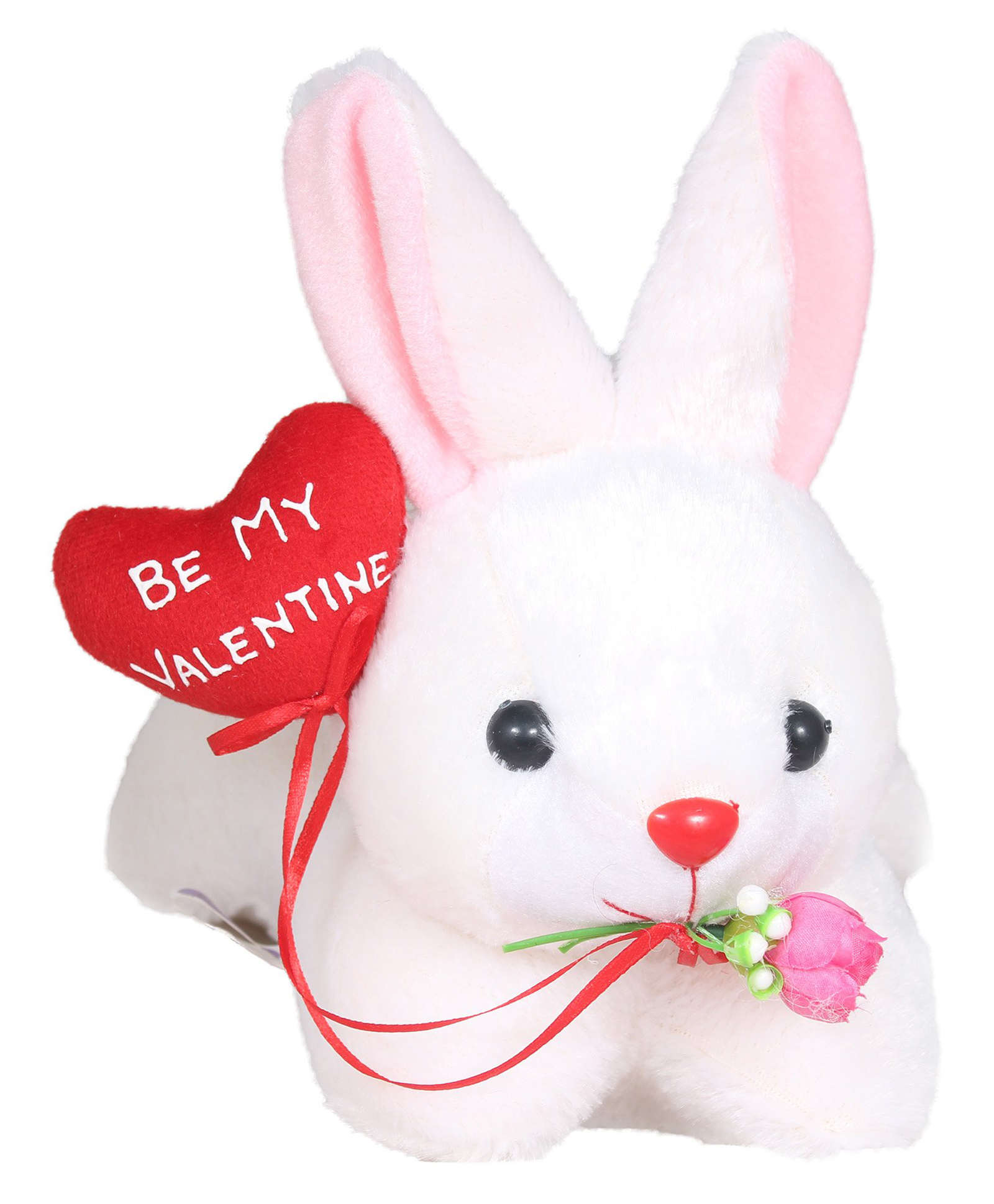Tickles Soft Stuffed Plush Animal Toy Prospose Day White Loving Rabbit with Be My Valentine Balloons for Wife Husband (Color:Pink & Red Size: 26 cm)-image-33