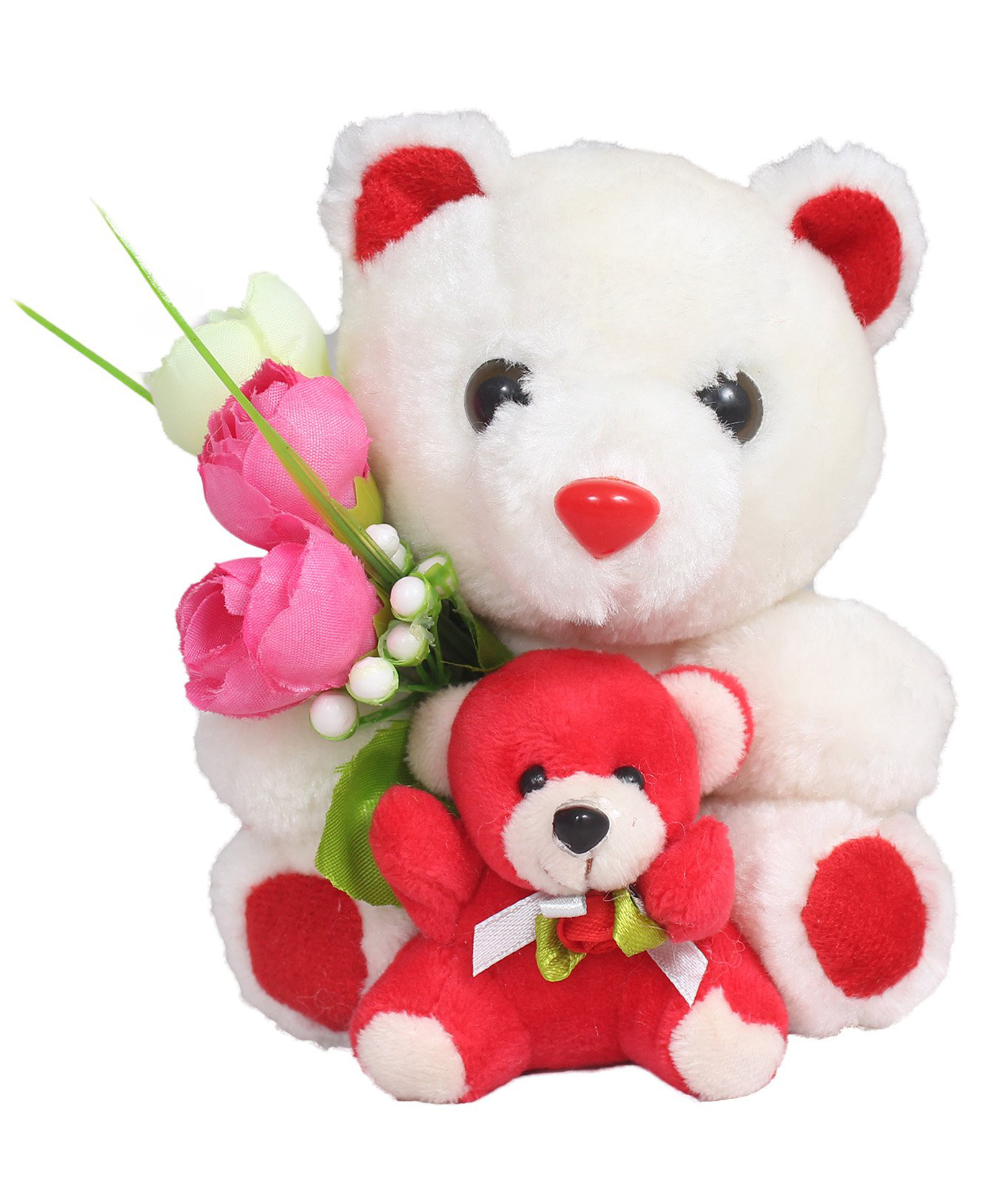 Tickles Soft Stuffed Plush Animal Toy Adorable Teddy with Cute Baby (Color:White Size: 16 cm)-picture-37