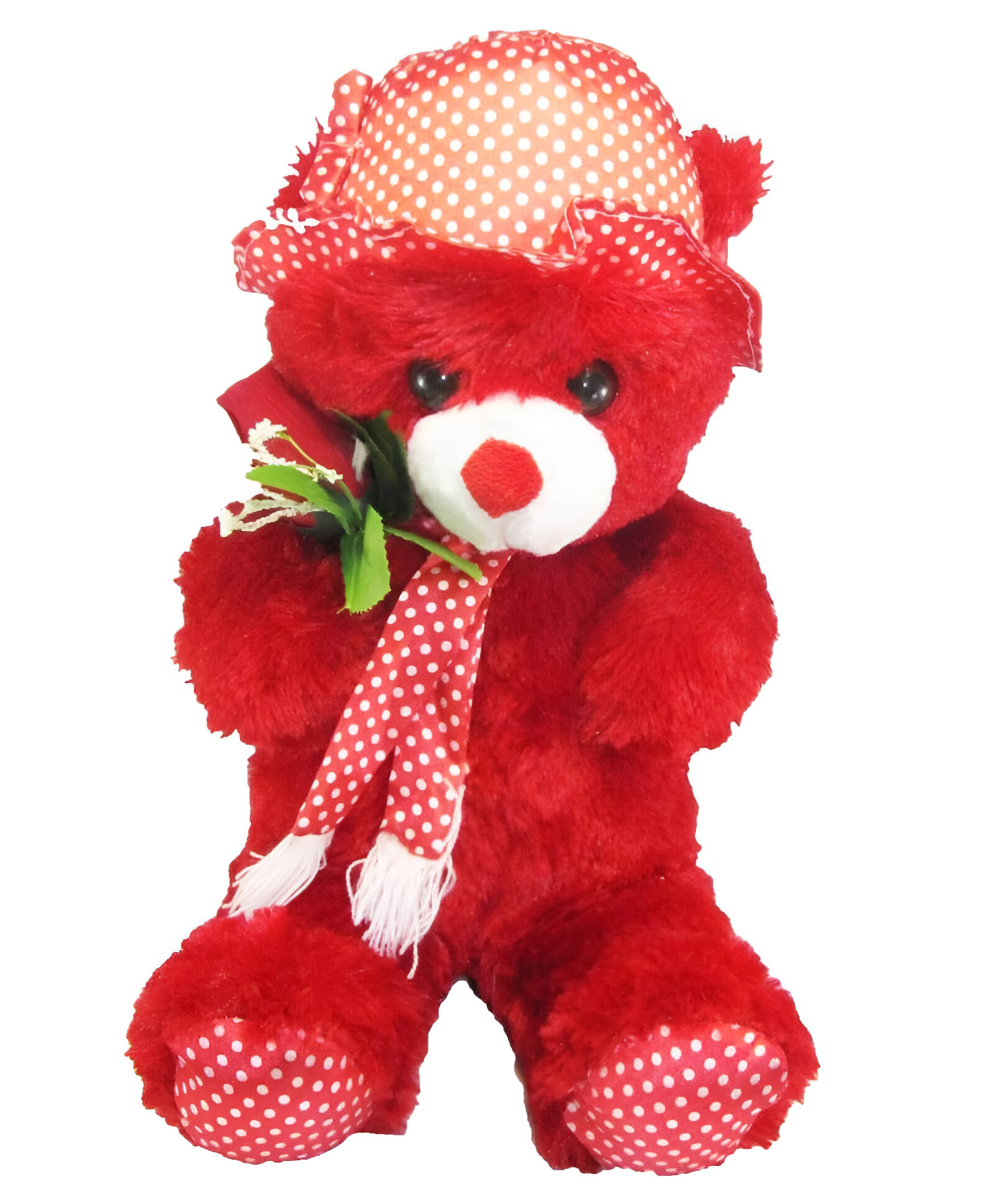 Tickles Red Standing Teddy with Rose Soft Stuffed Plush Animal for Kids Gift for Friends (Color: Red Size:30 cm)-image-39