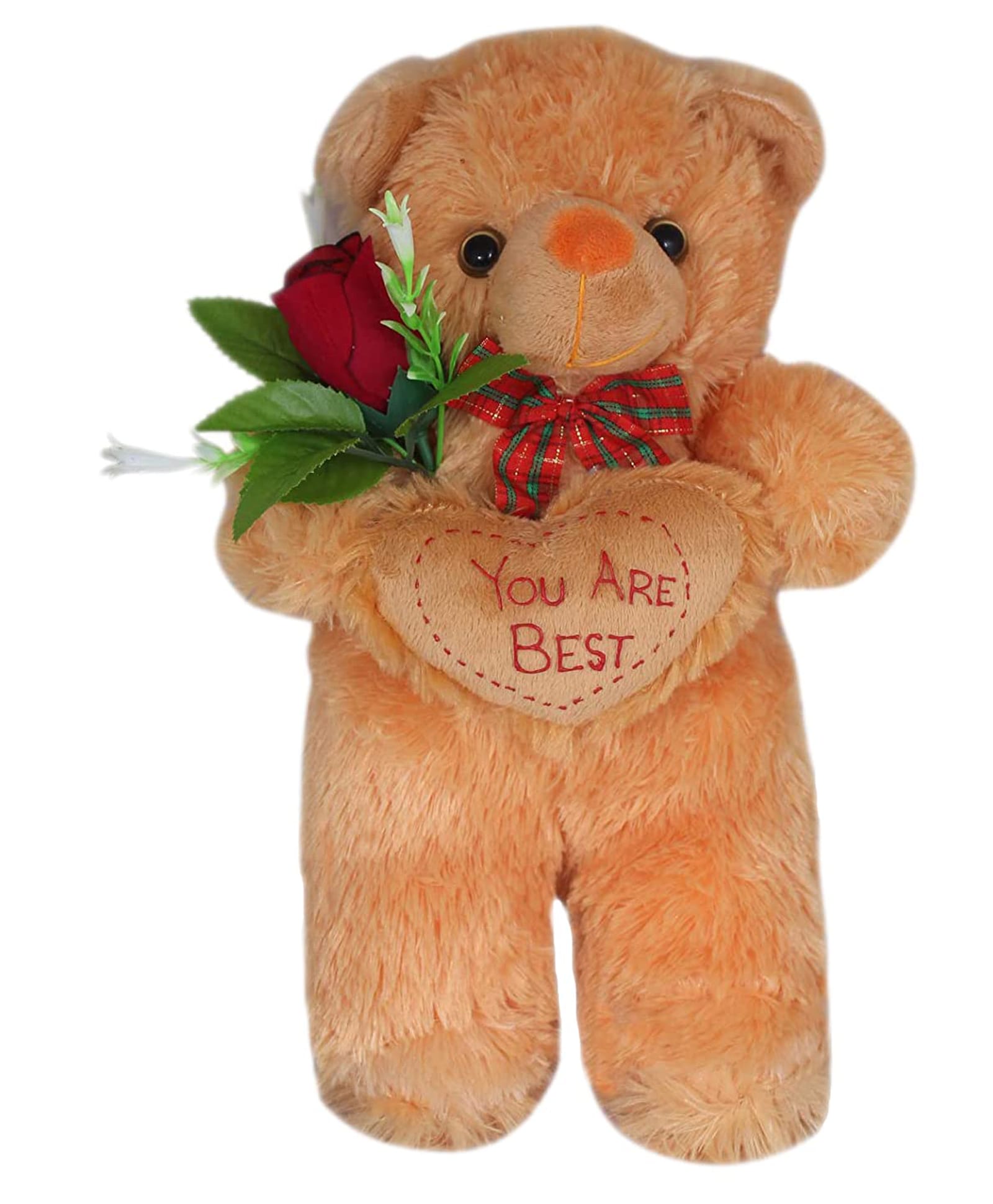 Tickles Standing Teddy with Rose Soft Stuffed Plush Toy for Kids Boys & Girls Birthday Gifts Brown - Height 32 cm-image-40