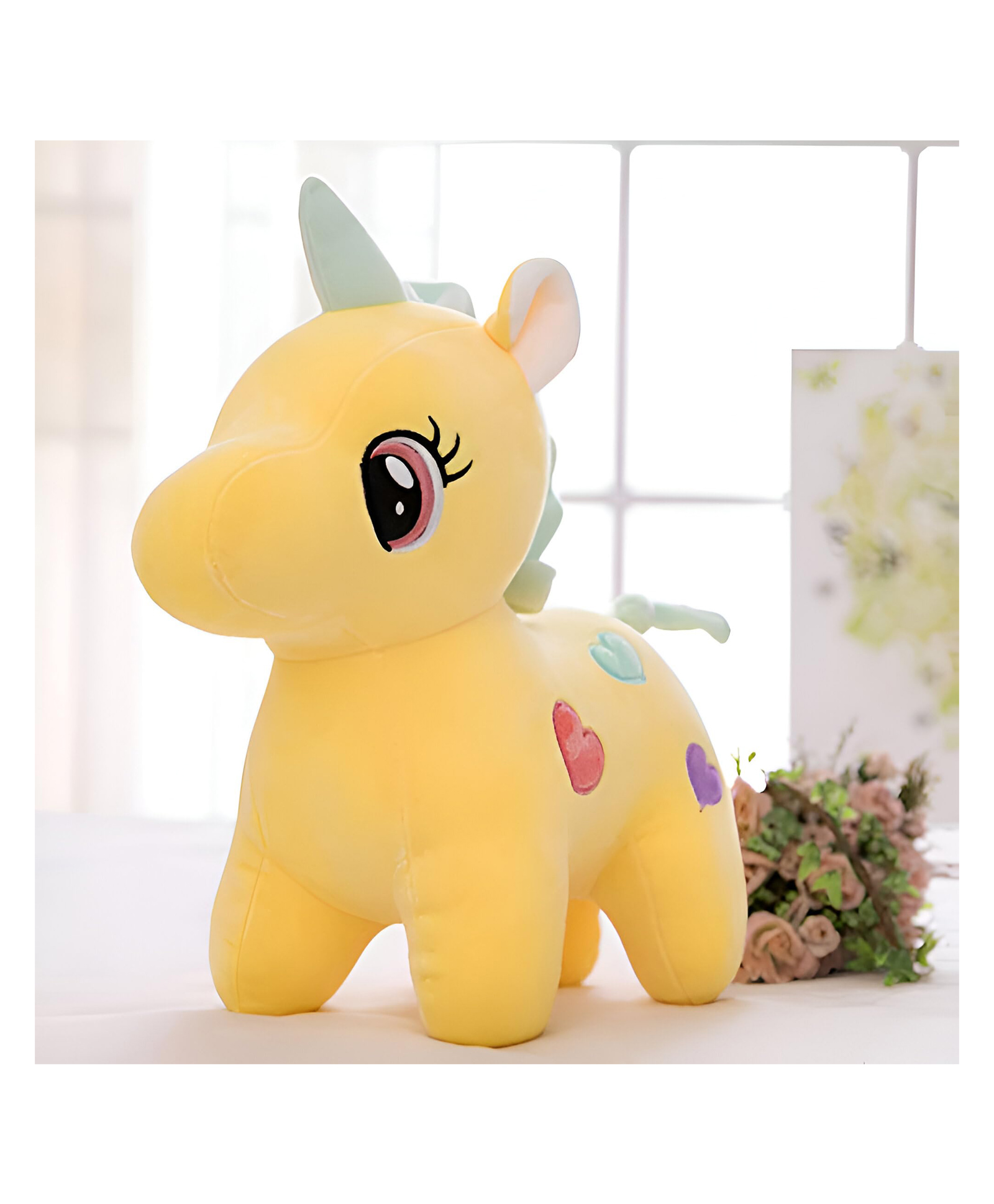 Tickles Super Soft Cute Unicorn Plush Animal Toy for Kids Boys & Girls (Color: Yellow Size: 35 cm)-image-3