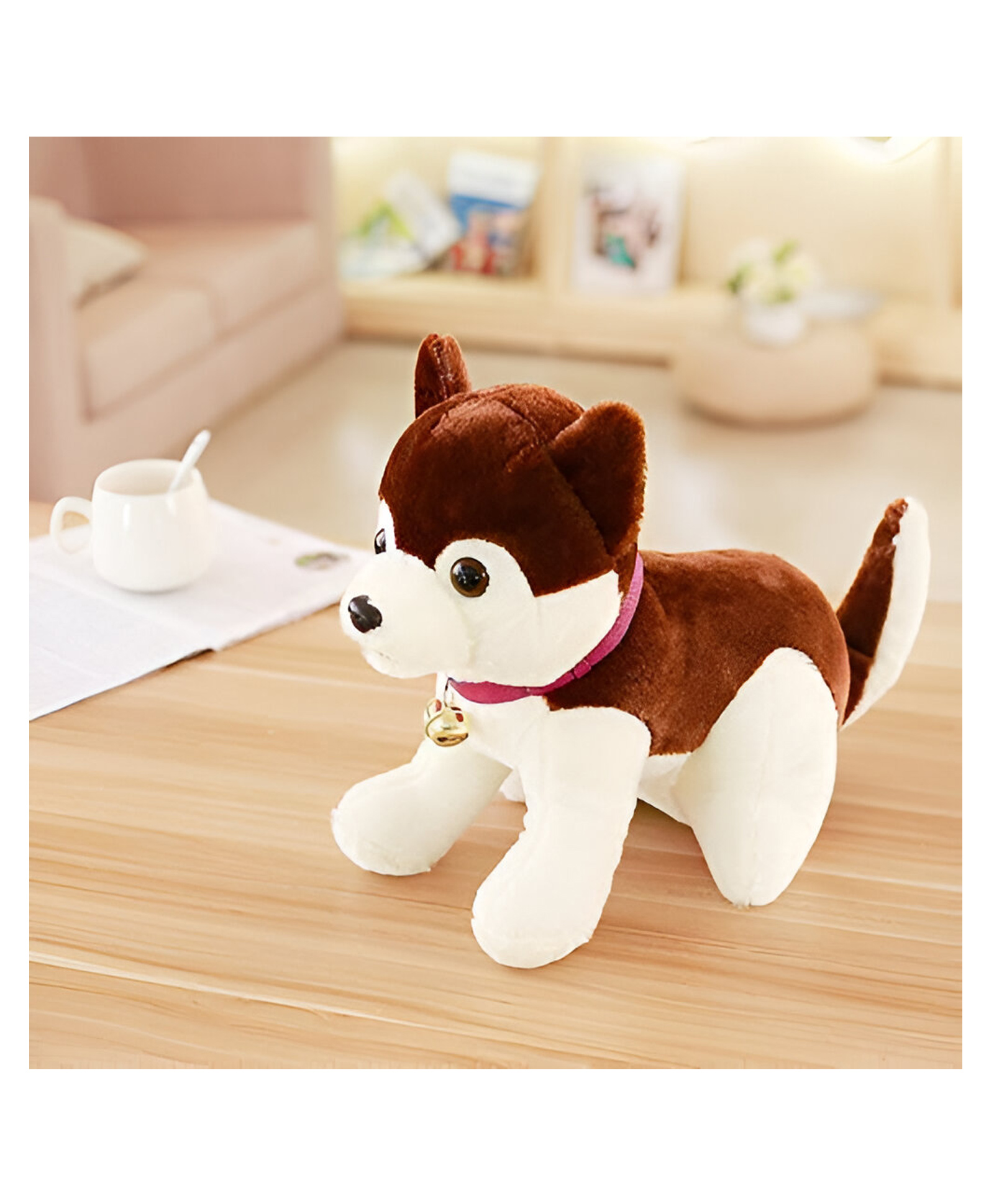 Tickles Soft Stuffed Plush Husky Dog Toy for Kids (Color: Brown & White Size: 30 cm)-image-30
