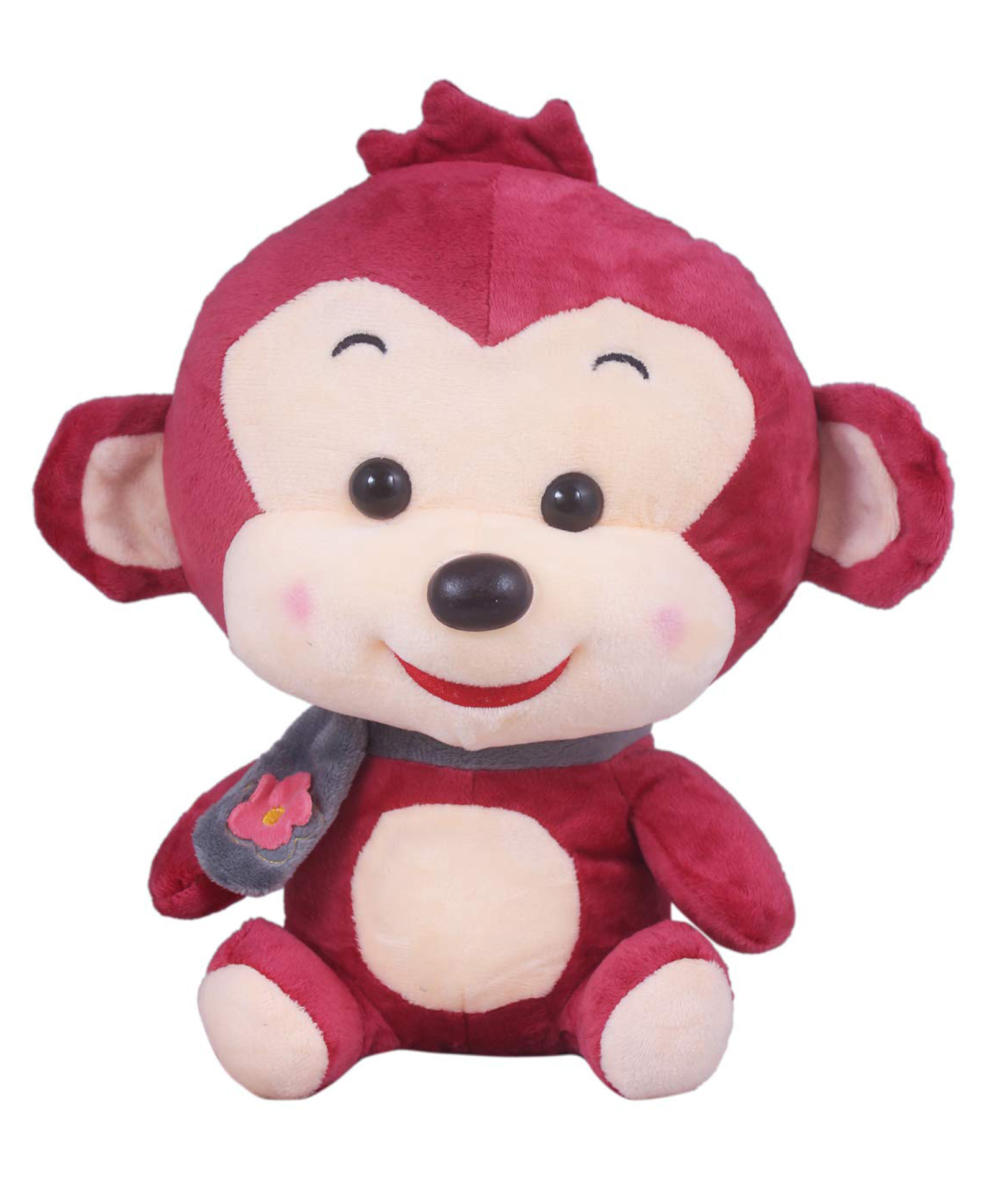 Tickles Smiling Muffler Monkey Soft Plush Animal Toy for Kids Infants (Color: Red Size: 25 cm)-image-17