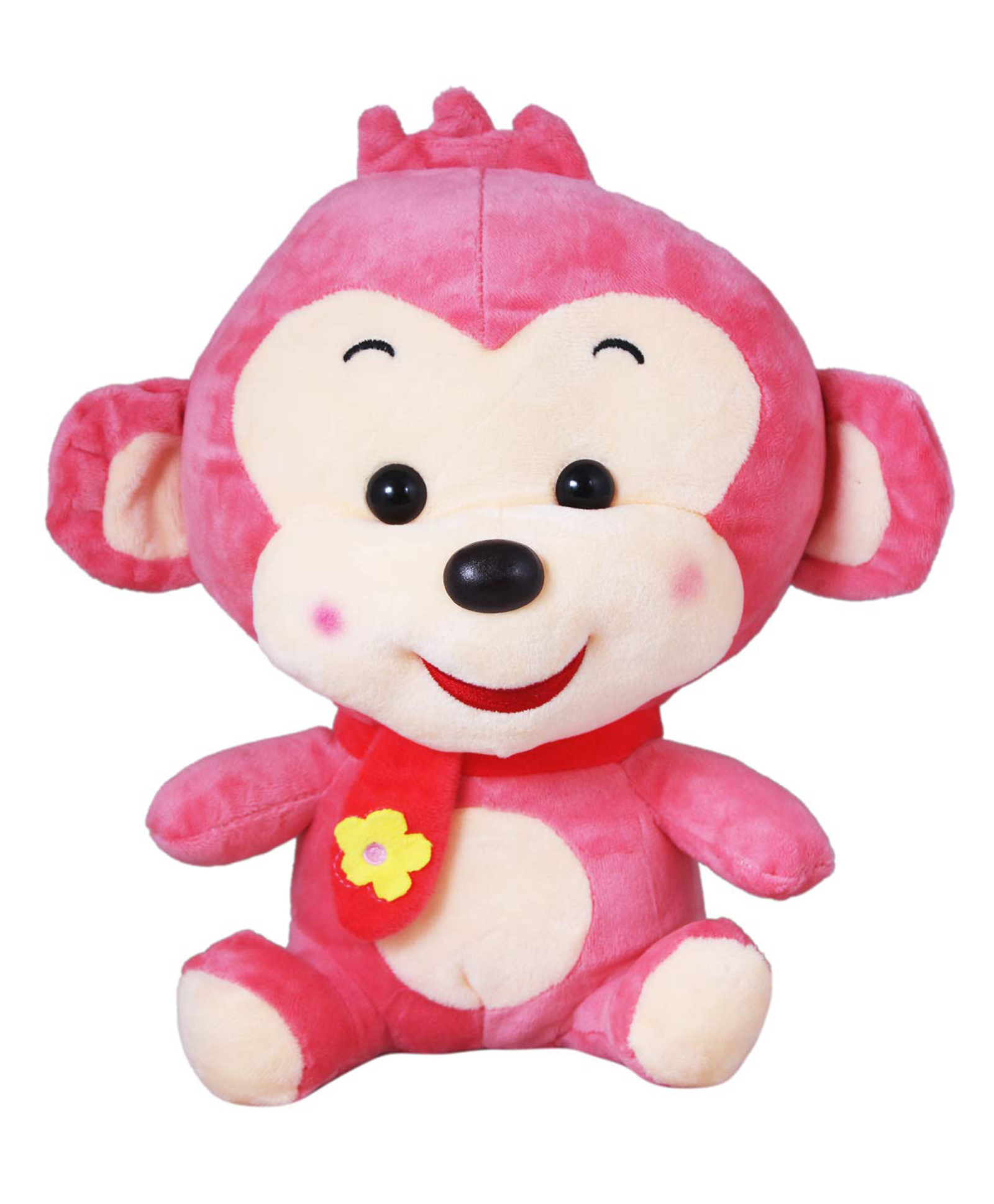 Tickles Smiling Muffler Monkey Soft Stuffed Plush Animal Toy for Kids Infants (Color: Pink Size: 25 cm)-image-15